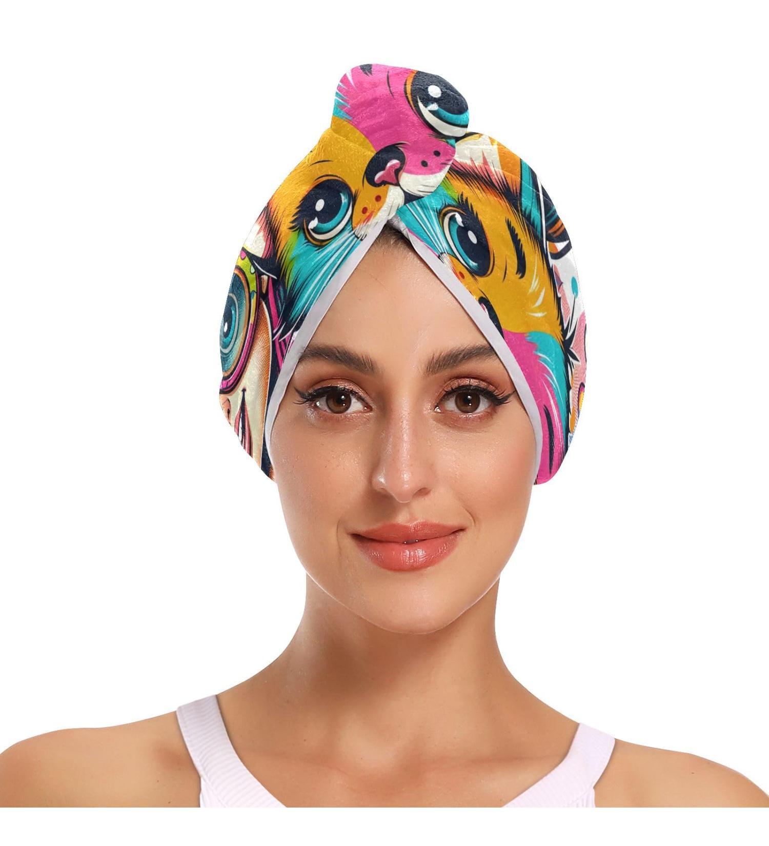 Buy Little Girl Colorful Cat Hair Towel 2 Pack | Super Absorbent Quick Dry Turbans for Women & Girls - International Shipping Available - Buy Online on GoSupps.com