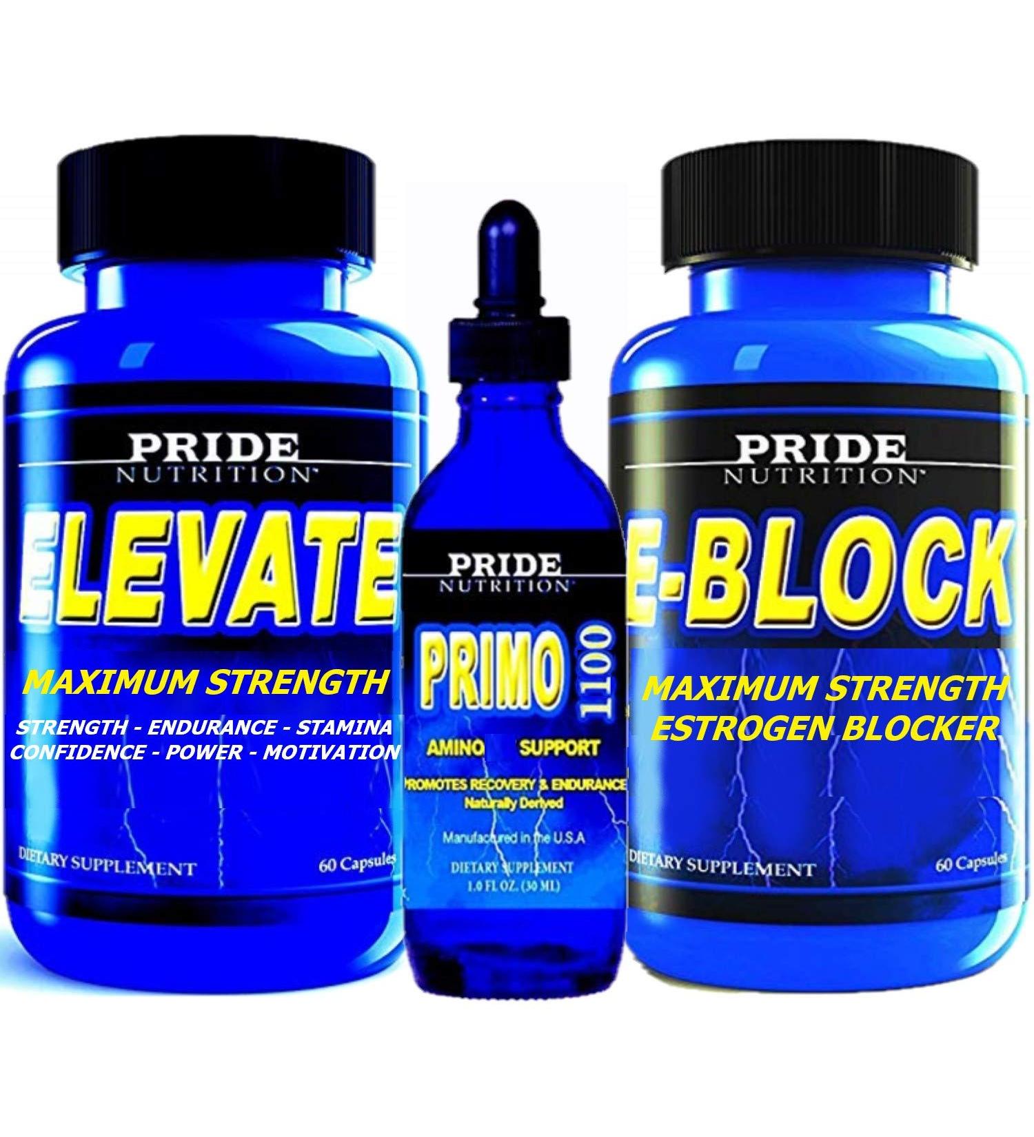 1 Muscle Building Stack - Anabolic Strength & Recovery Support | Estrogen Blocker - 3 Bottles for Lean Muscle Mass - Level 1 with Primo 1100 - Buy Online on GoSupps.com