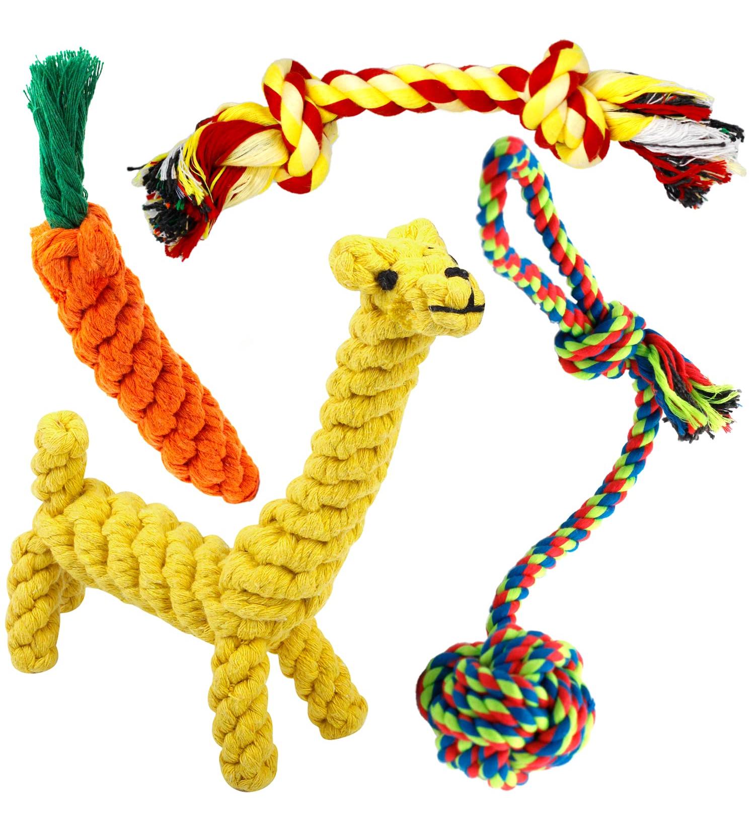 Dog Toys Rope Puppy Teething Chew Toy for Small Dogs Interactive Tug of War Dog Rope Toy for Boredom Dental Health and Relieve Stress (4 pack) - Buy Online on GoSupps.com