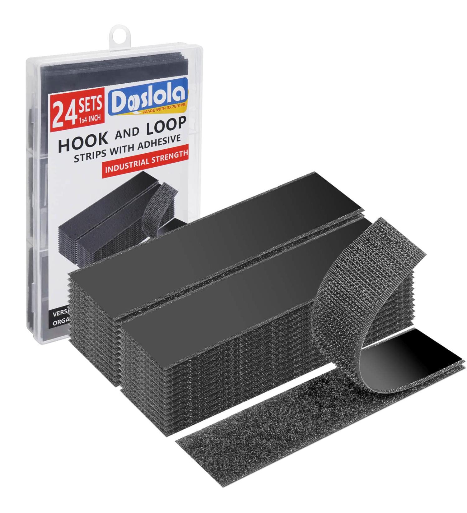 24 Sets Heavy Duty Hook and Loop Strips - Industrial Strength Mounting Tape for Wall Hanging, Fabric, Sofa, Couch, Rug - Black 1x4 Inch (24 Sets) - Buy Online on GoSupps.com