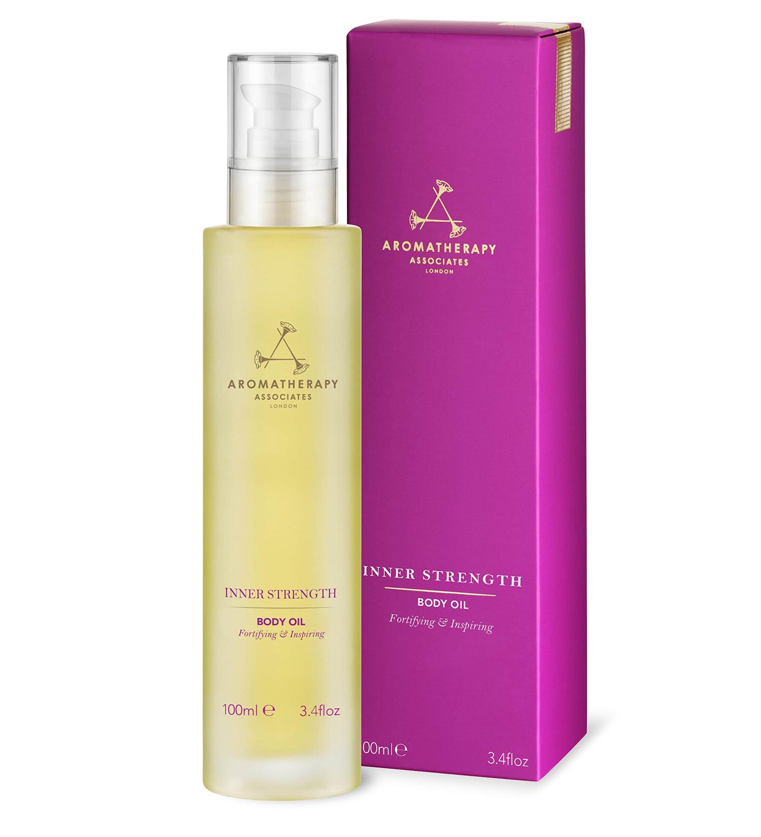 Aromatherapy Associates Inner Strength Body Oil 100ml - Jojoba & Peach Kernel Oils, Clary Sage & Geranium - Soothes Anxiety - Buy Online on GoSupps.com