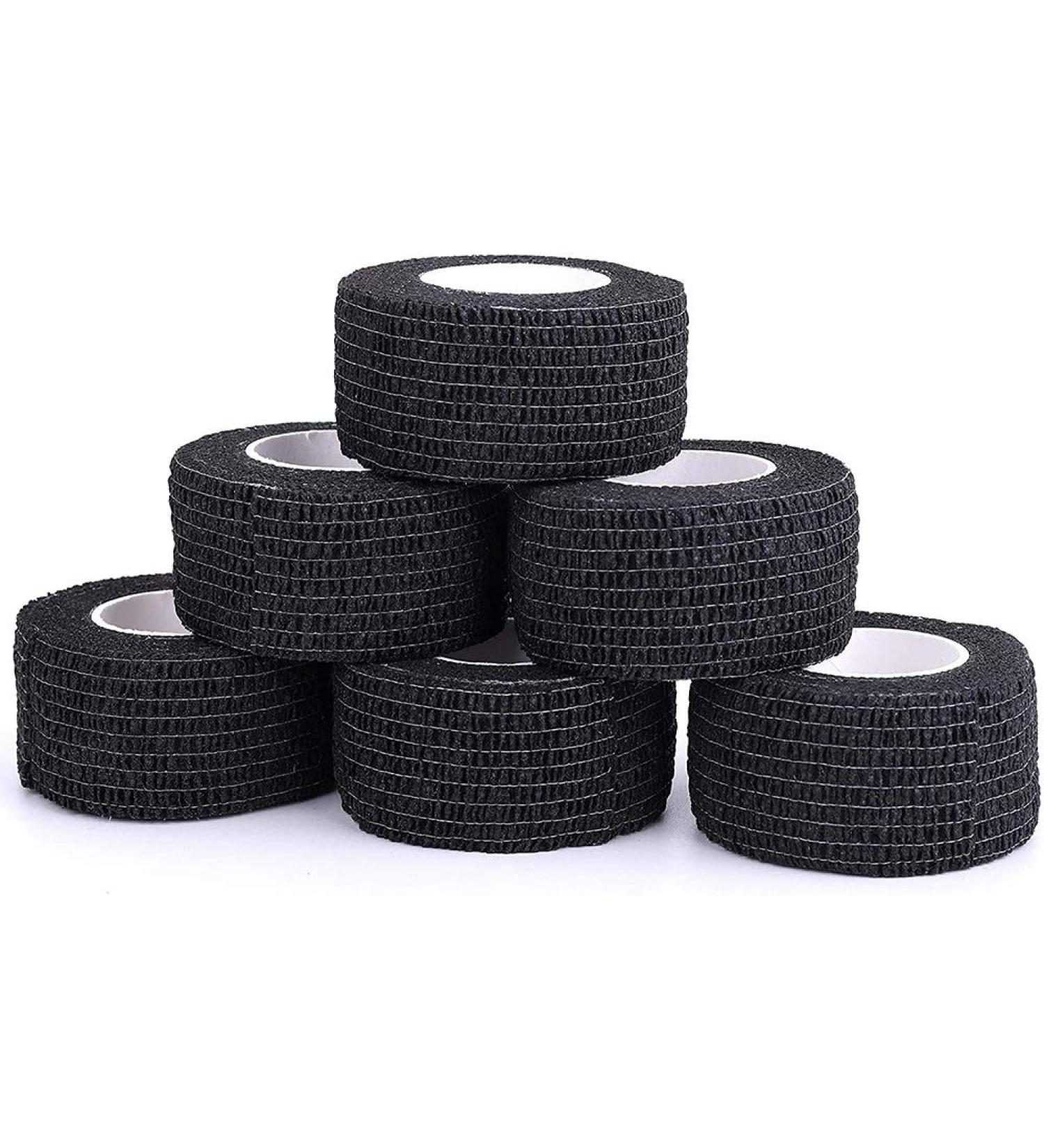 Self Adherent Wrap Tape - Medical Cohesive Bandages 6 Pack 1" x 5 Yards - Flexible Stretch Athletic Tape for Sports Injuries Sprains and Soreness (Black - Buy Online on GoSupps.com