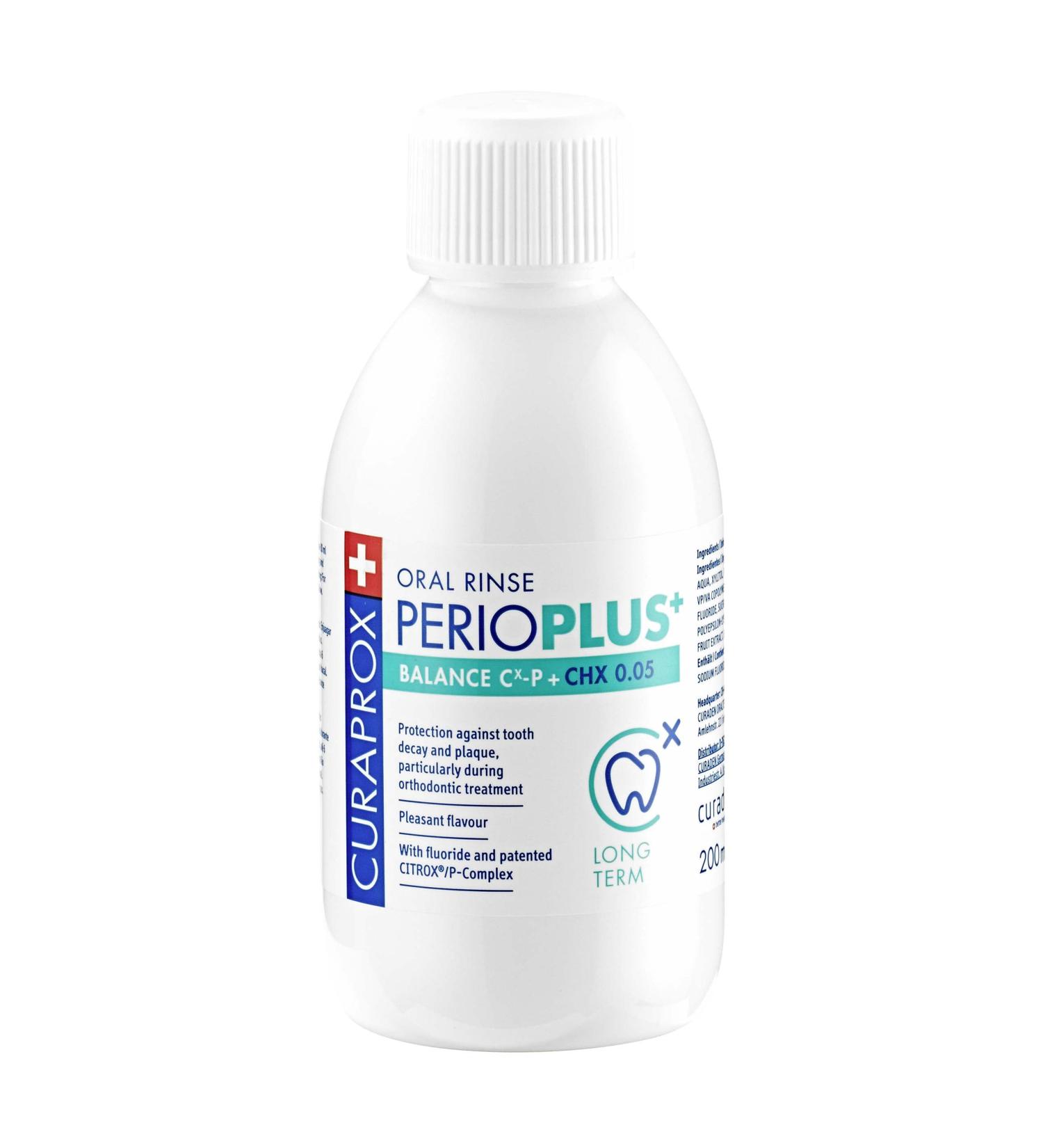 Curaprox Perio Plus Balance Mouthwash 200ml - Alcohol-Free Citric Flavor for Bad Breath & Inflammation - 0.05% Chlorhexidine - Buy Online on GoSupps.com