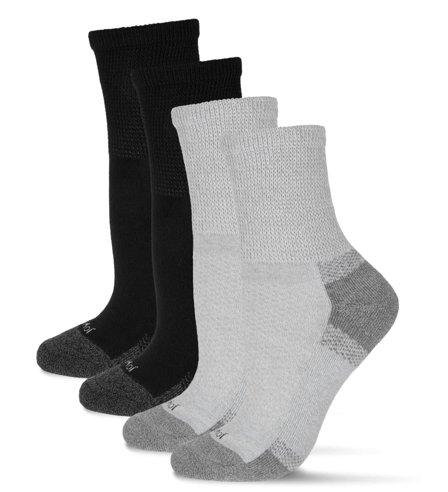 Well Fit Diabetic Half Cushion Quarter Socks - 2 Pairs Gray-Black (Size 10-13) | Comfort & Support for Diabetic Feet - Buy Online on GoSupps.com