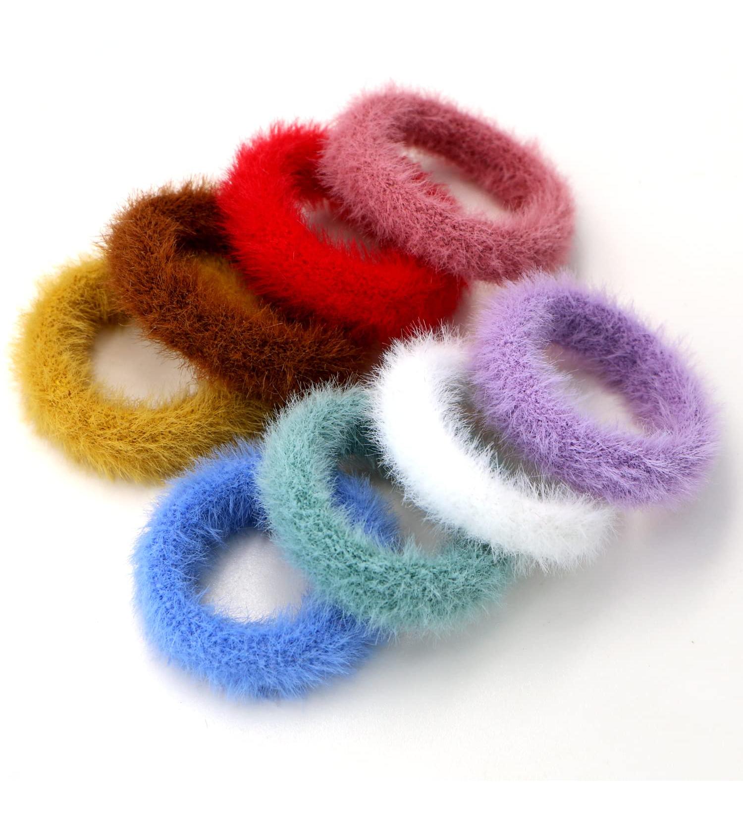 MARY LAVENDER Large Furry Hair Ties for Thick Hair - Seamless Elastic Bands 8-Pack - Buy Online on GoSupps.com