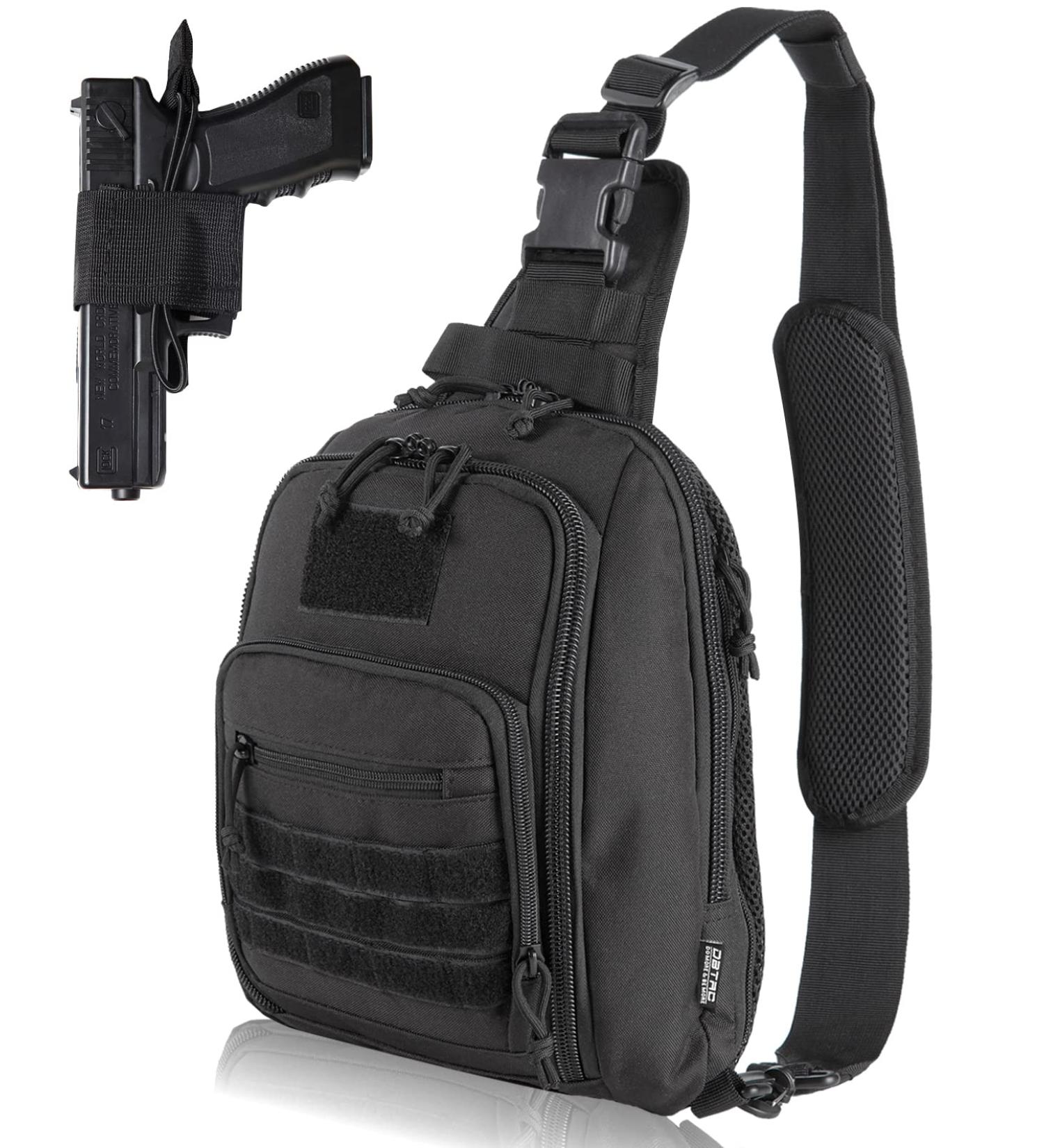 BTAC Tactical Sling Bag | Compact Chest Pack for Concealed Carry | Black Outdoor Sports Shoulder Bag - Buy Online on GoSupps.com