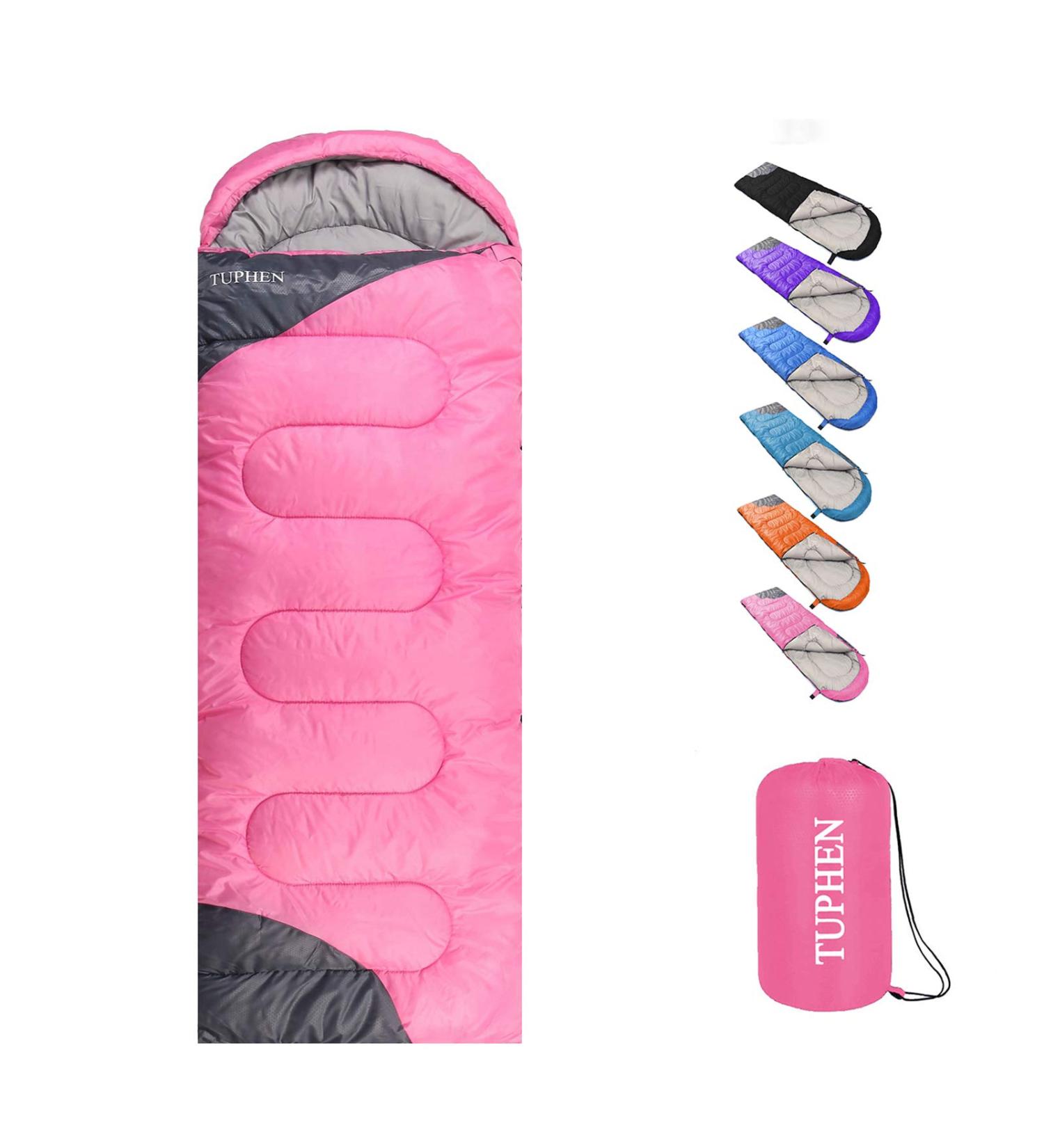 Tuphen Sleeping Bag for Adults & Kids | Lightweight & Waterproof | 4 Seasons Camping & Backpacking | Cold & Warm Weather | Indoor & Outdoor Use | Pink Grey | 86.6 x 29.5 - Buy Online on GoSupps.com