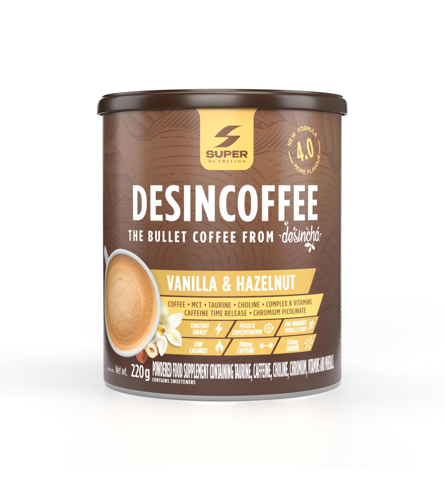 Desincoffee Supercaf Sugar Free | Pre-workout with MCT and B-complex for sustained energy | Without the effects of regular caffeine - Baunilha and Hazelnut flavor - Buy Online on GoSupps.com