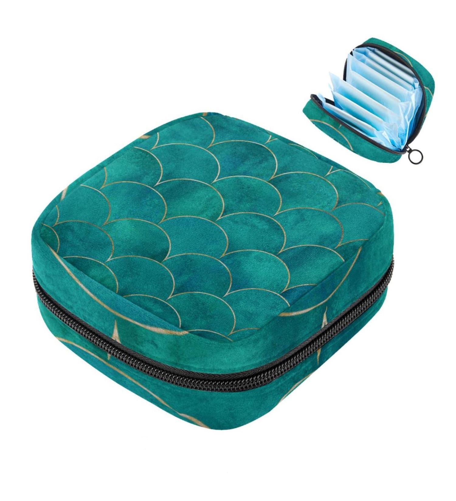 Portable Fish Scale Wavemermaid Turquoise Menstrual Bag - Zipper Storage for Teens & Women | Perfect Menstrual Cup Pocket - Buy Online on GoSupps.com