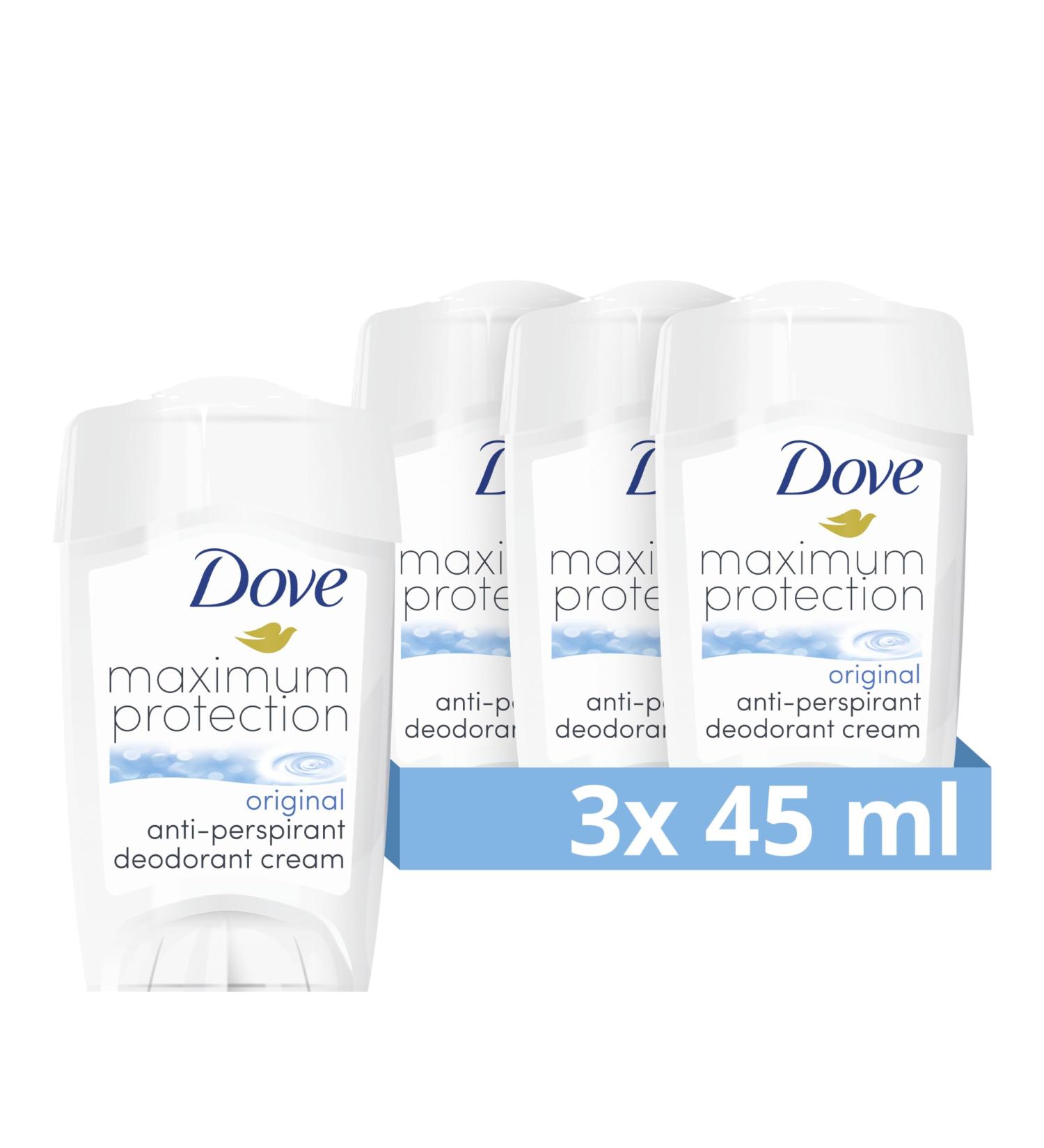 Dove Maximum Protection Original Clean Anti-Perspirant Cream Stick - 3 Pack (3x45ml) - Buy Online on GoSupps.com
