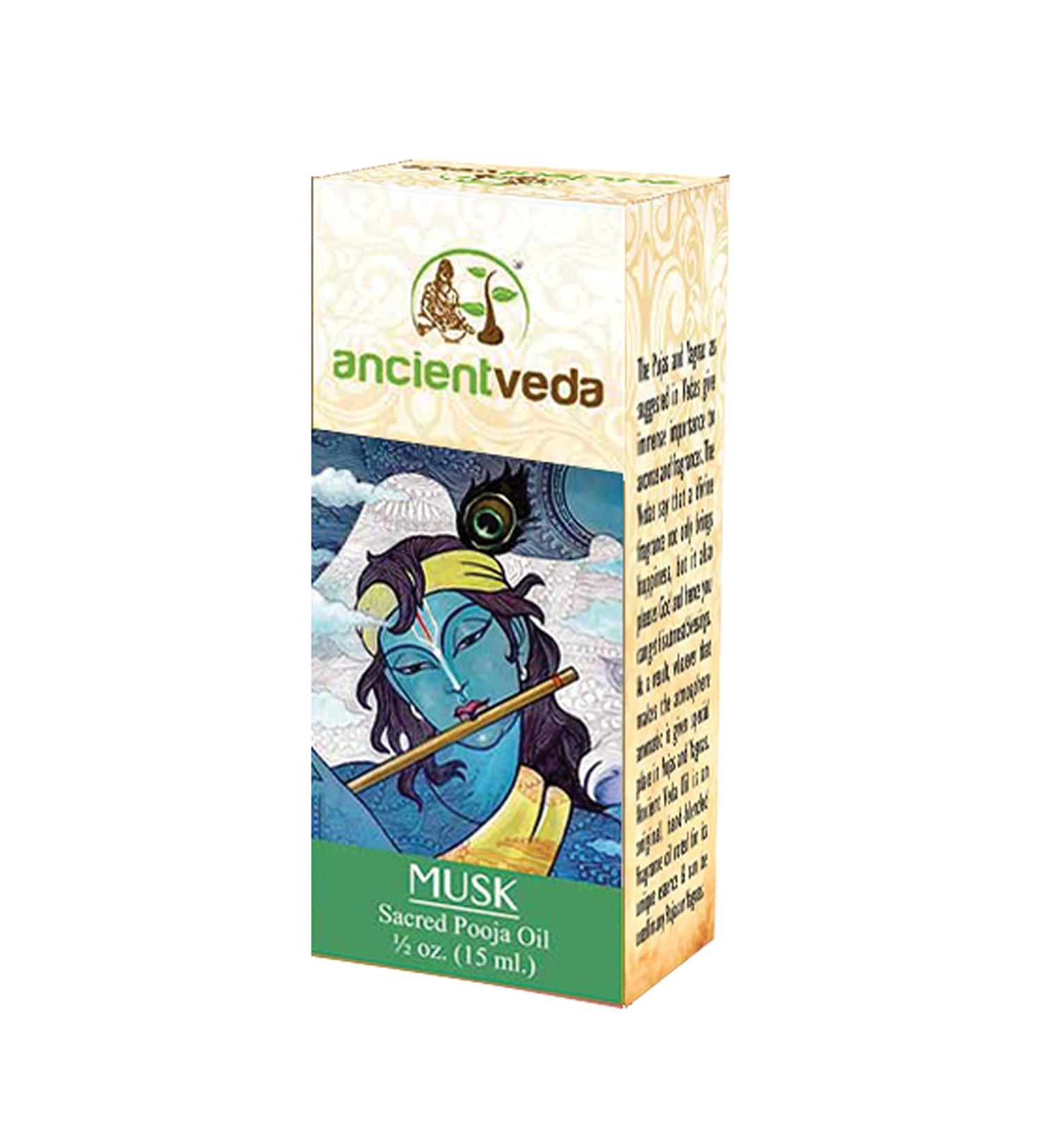 Ancient Veda Organic Puja Oil 100% Natural Pure Pooja Oil 15mL for Aromatherapy Prayer & Ayurvedic Practice (Musk)