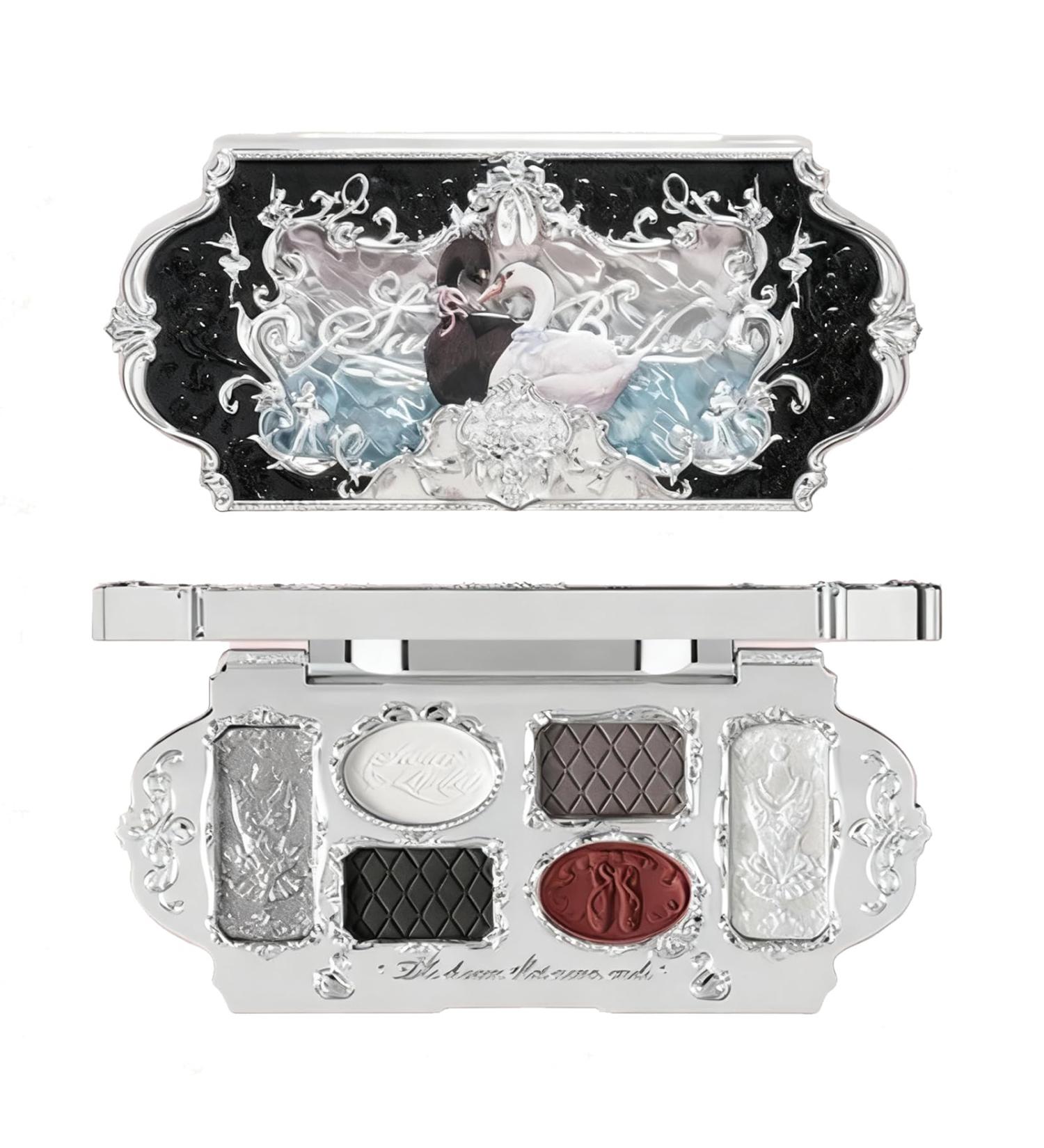 KINDLUME Eyeshadow palette 6 colors series Swan ballet with swan relief in cold red blue gray 4 matte and 2 glossy creamy texture super pigmented for eye makeup - Buy Online on GoSupps.com