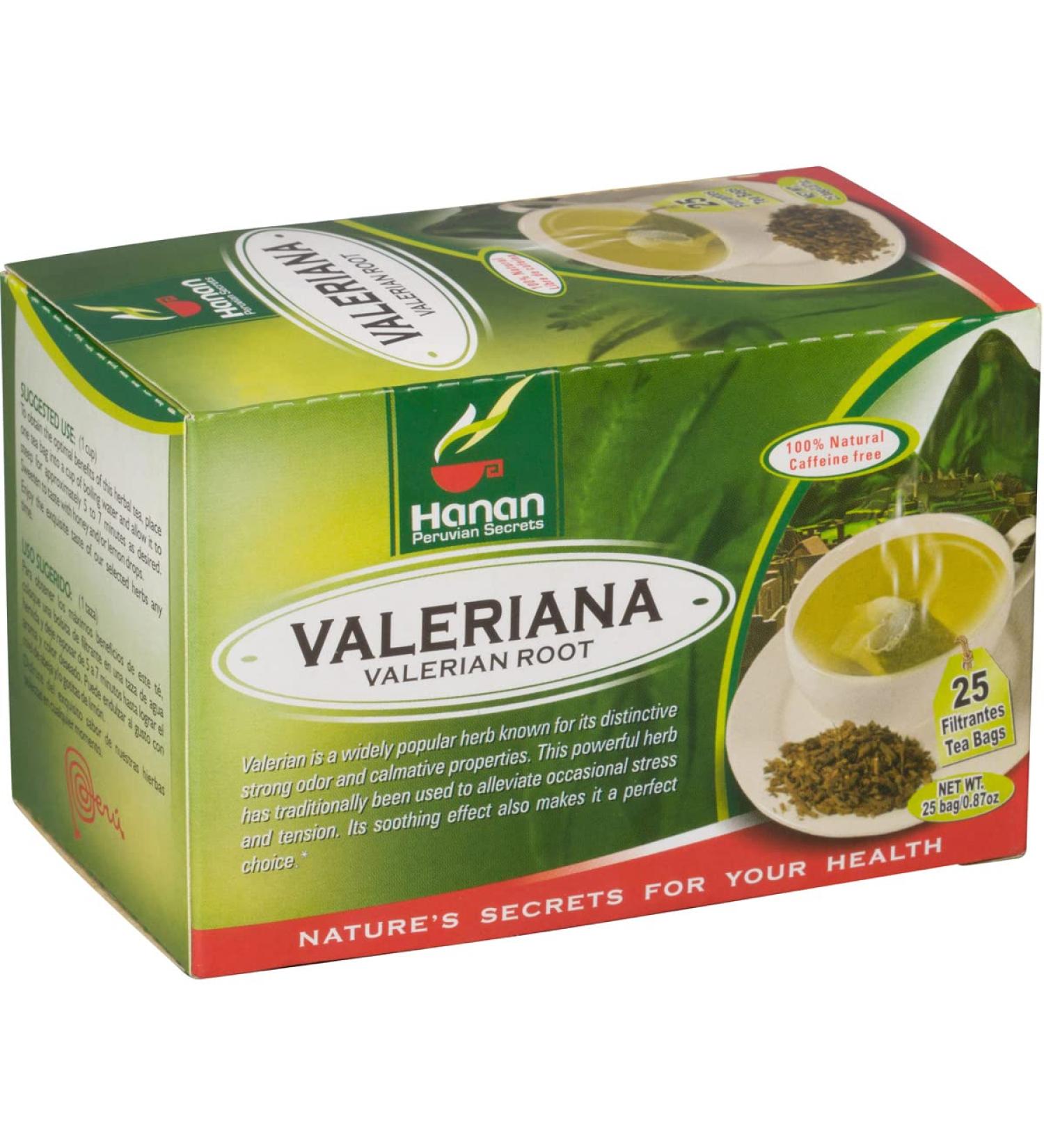 Hanan Valerian Root Tea - 25 Tea Bags from Peru, 1000mg Valerian for Relaxation and Sleep Aid - Buy Online on GoSupps.com