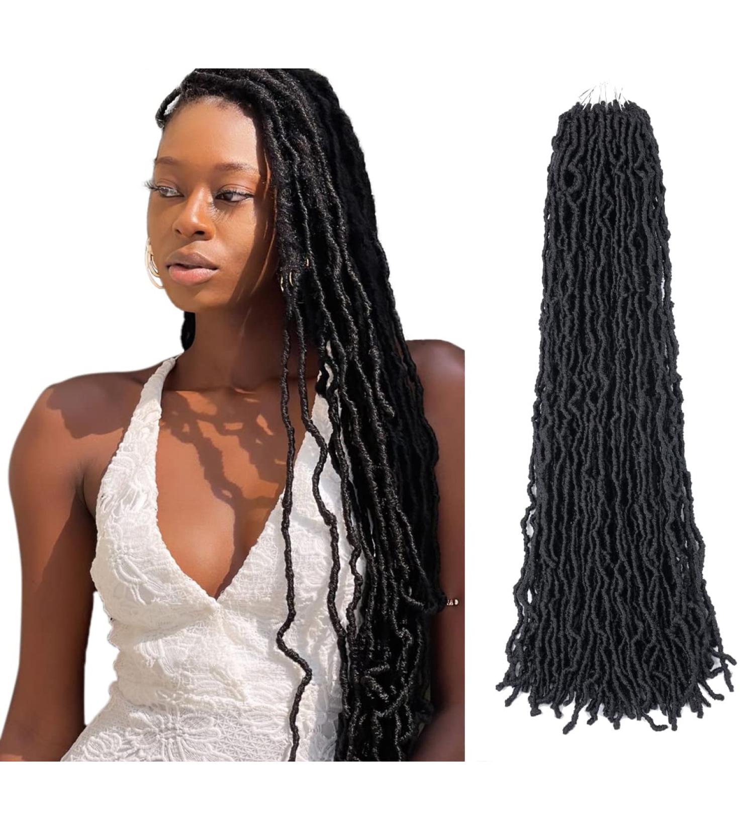 30 Inch Faux Locs Crochet Hair for Black Women - Soft Goddess Locs 7 Packs Pre-looped Braiding Extensions (1B) - Buy Online on GoSupps.com