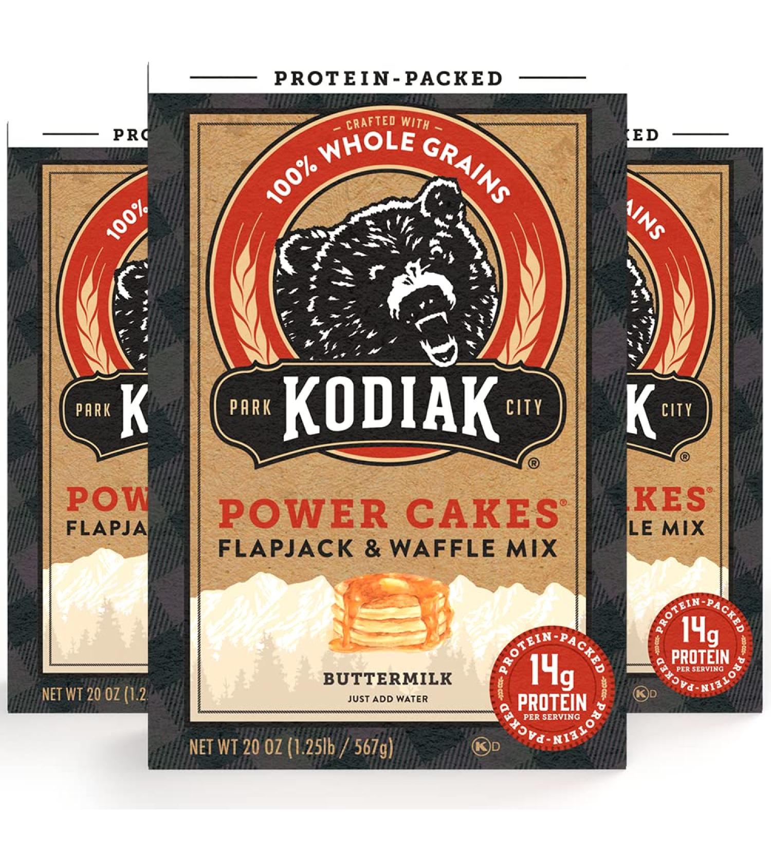 Kodiak Cakes Protein Pancake Mix Buttermilk 20oz (Pack of 3) - High Protein Flapjack & Waffle Mix - Buy Online on GoSupps.com