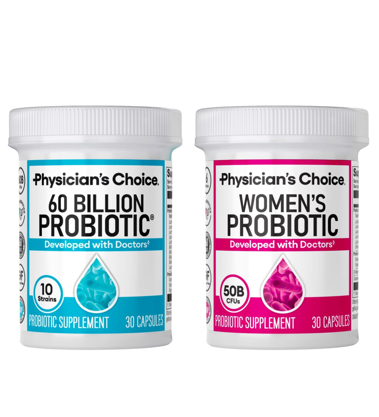Physician's CHOICE - Complete Women's Gut Health Bundle: Probiotics 60 Billion CFU & Women's Prebiotics & Probiotics - Buy Online on GoSupps.com