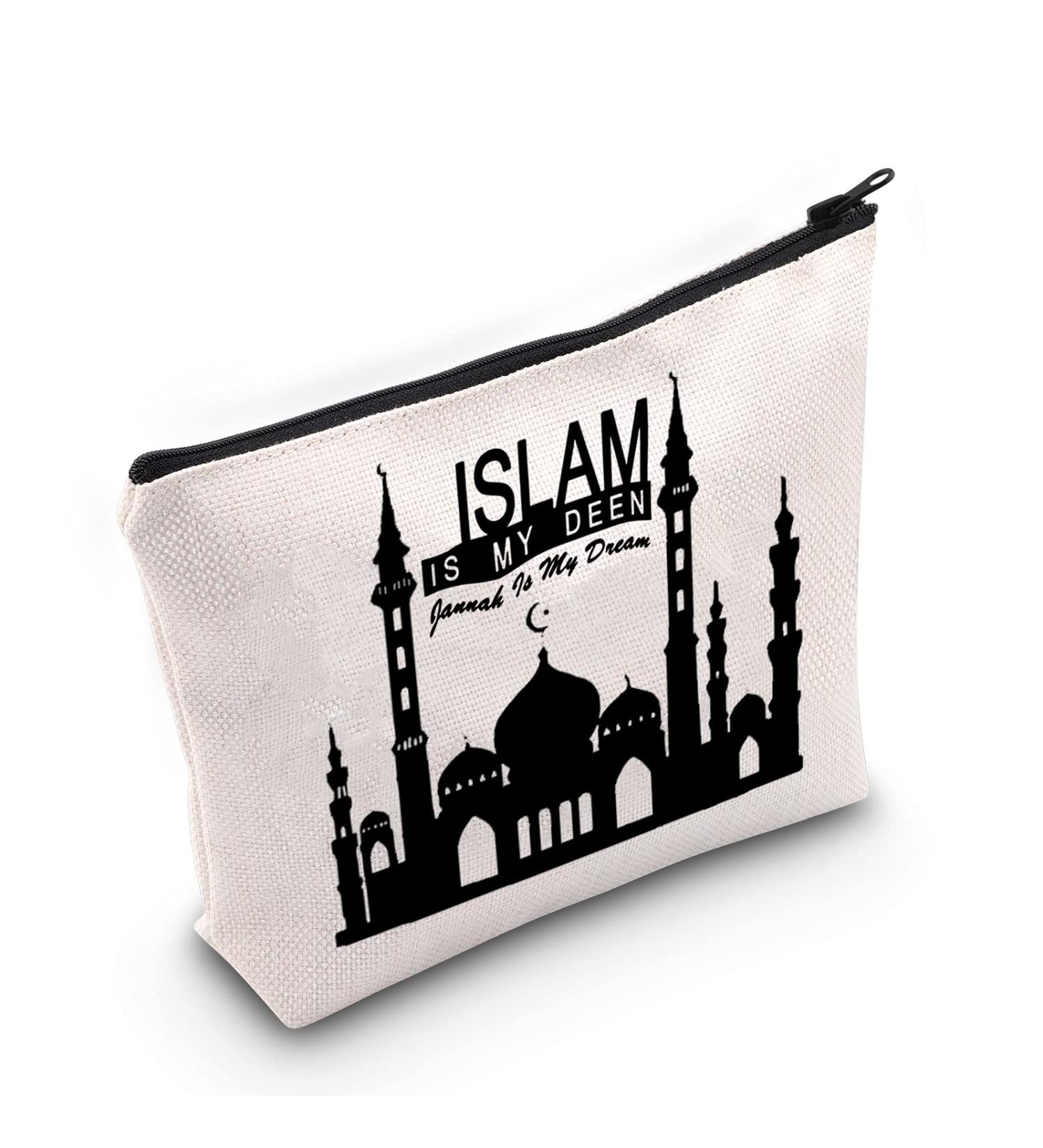 Levlo Islam Allah Cosmetic Bag - Islamic Religious Gift for Women & Girls | Zippered Makeup Bag - 'Islam is My Deen Jannah is My Dream' - Buy Online on GoSupps.com
