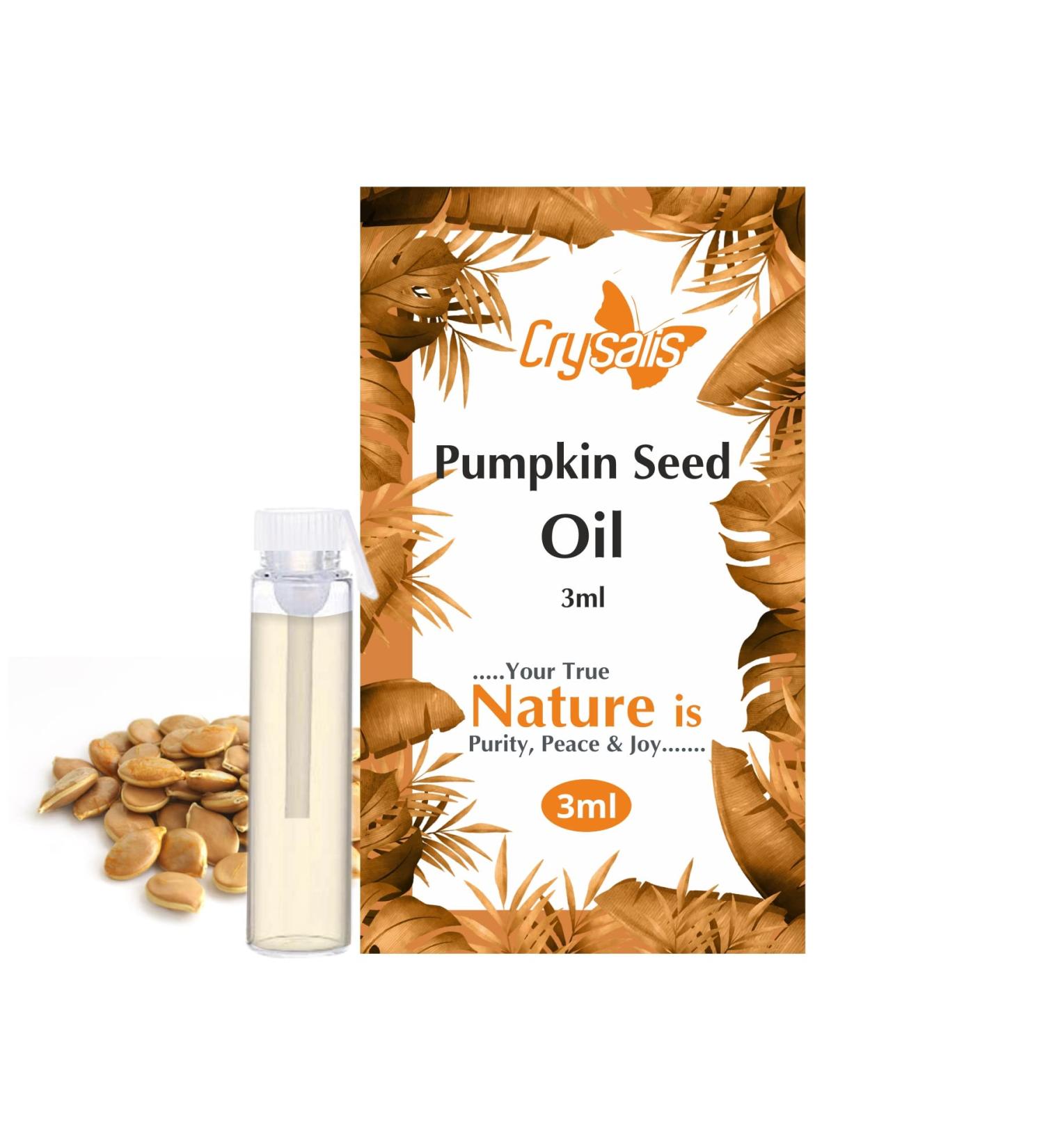 Crysalis Pumpkin Seed (Cucurbita) Oil |100% Pure & Natural Undiluted Essential Oil Organic Standard | Boost Hair Care for Eyelashes Eyebrows & Hair | Aromatherapy Oil | 3ml
