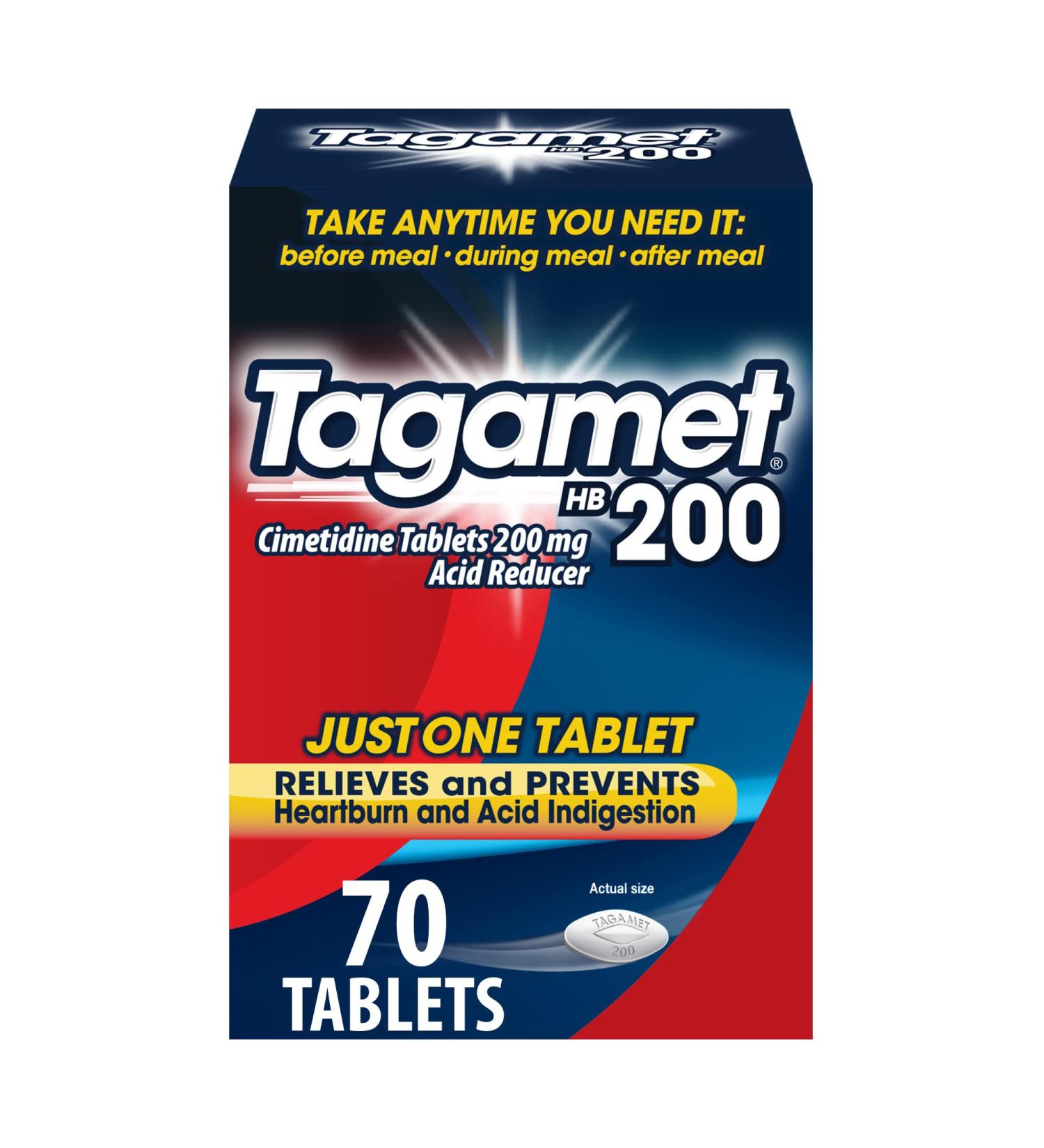 Tagamet HB 200mg Cimetidine Acid Reducer - 70 Count Heartburn Relief Tablets - Buy Online on GoSupps.com