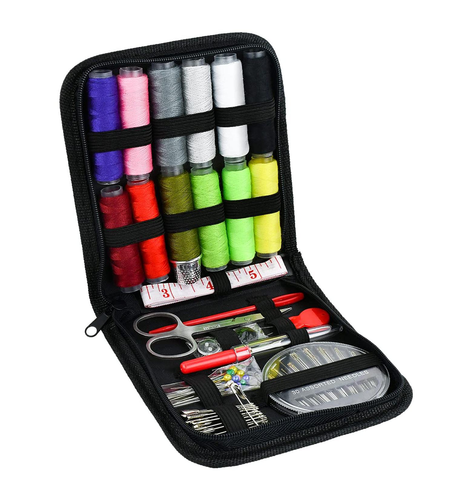 Sewing Kit 74 Pcs - Portable Mini Sewing Accessories Set with 12 Color Thread, Tape Measure, Needles, Scissors - Ideal for Home and Travel - Buy Online on GoSupps.com