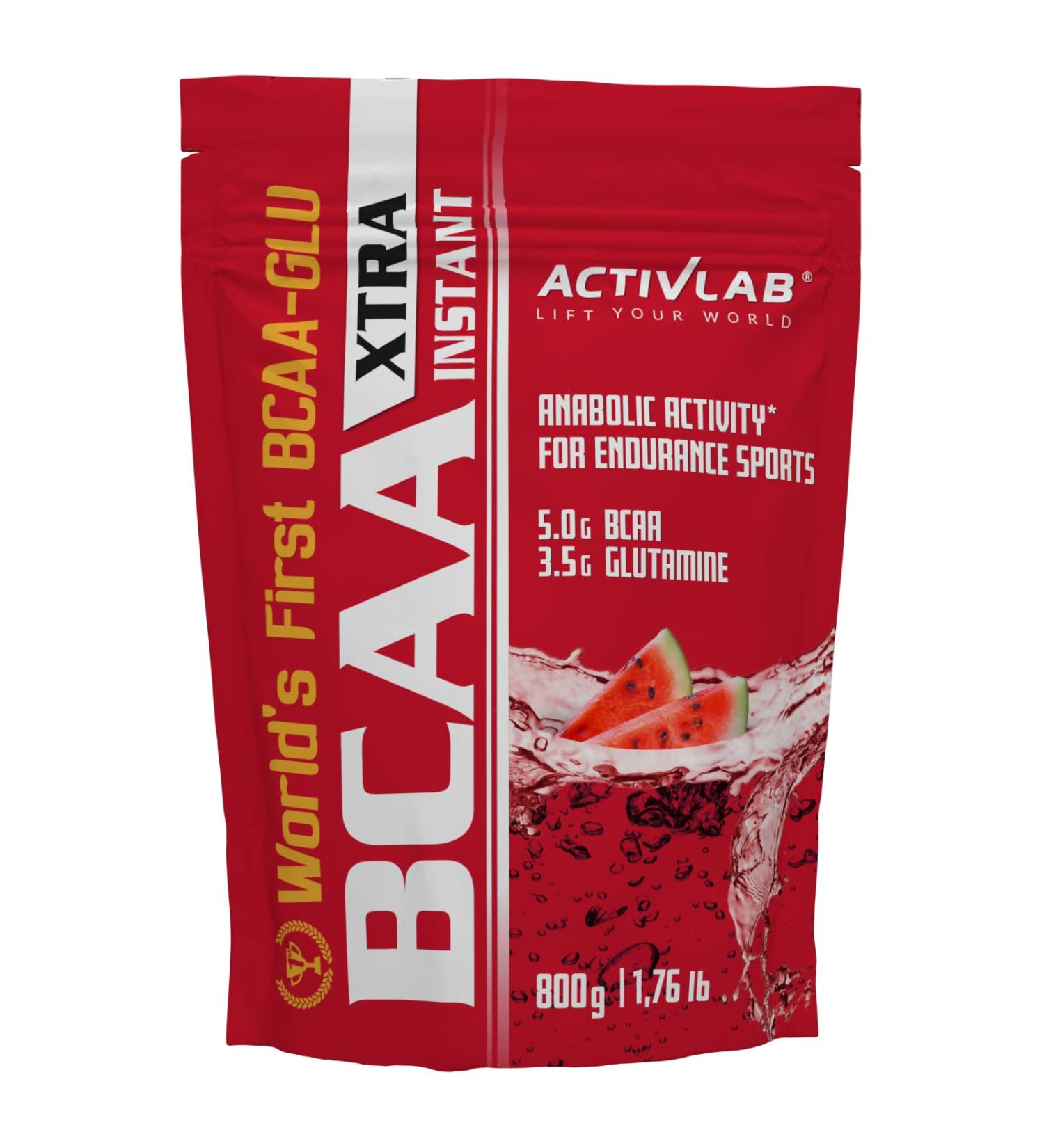 ActivLab BCAA Xtra Instant 800g - Amino Acids 2:1 5000mg 3.5g Glutamine for Muscle Regeneration - 80 Portions Watermelon Flavor - Best Pre & Post Workout Supplement - Buy Online on GoSupps.com