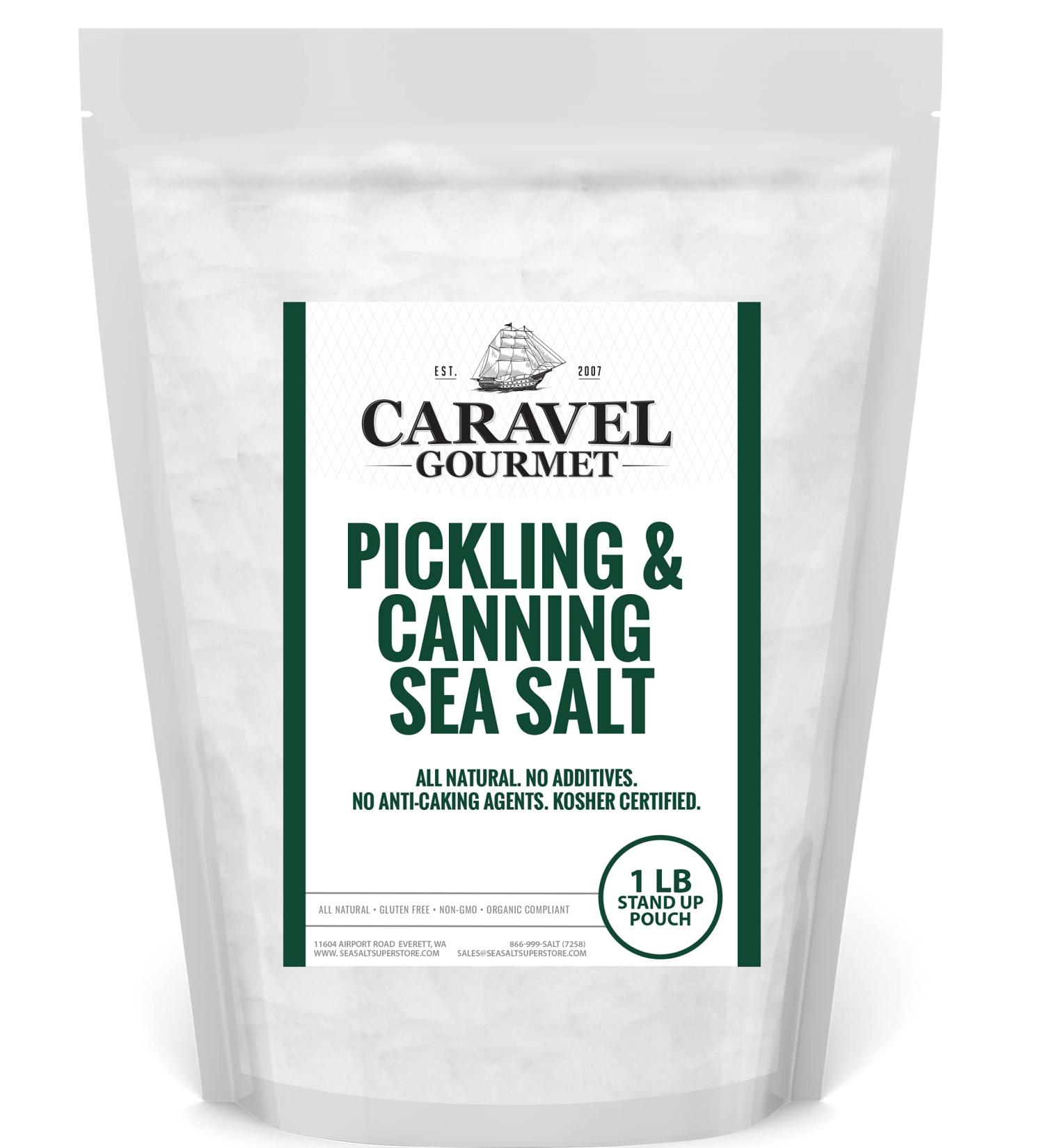 Caravel Gourmet Pickling & Canning Sea Salt - Fine Grain Non-Iodized Salt for Home Curing - Gluten Free, No Additives, Kosher - 1lb Pouch - Buy Online on GoSupps.com