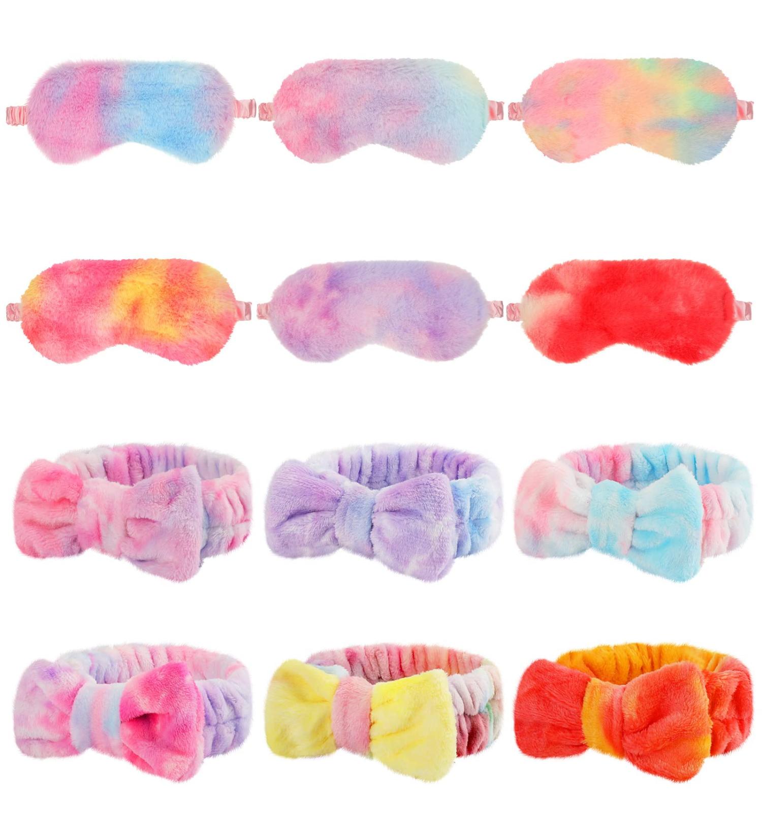 Teen Girl Sleepover Party Favors: Tie-Dyed Spa Headbands & Plush Eye Mask Set - Buy Online on GoSupps.com