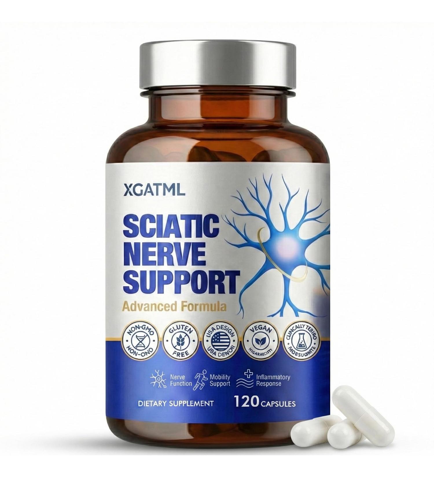 Sciatic Nerve Health Support Supplement 120 Capsules Advanced Nerve Support Capsules with R-ALA Benfotiamine & Vitamin B Complex Supports Back Leg & Glute Comfort Vegan Non-GMO 120 Count (Pack of 1) - Buy Online on GoSupps.com