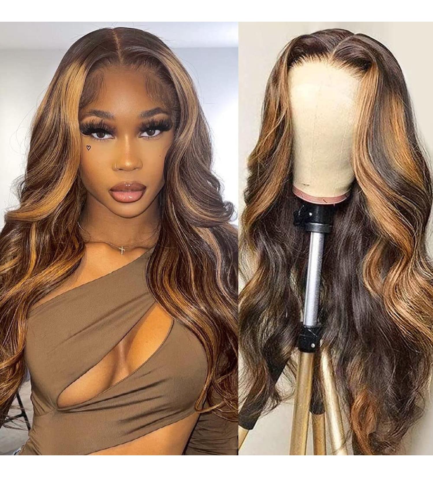 Body Wave Ombre Lace Front Wig for Black Women | 4/27 Highlight | Pre Plucked with Baby Hair | 150% Density | 16 Inch - Buy Online on GoSupps.com
