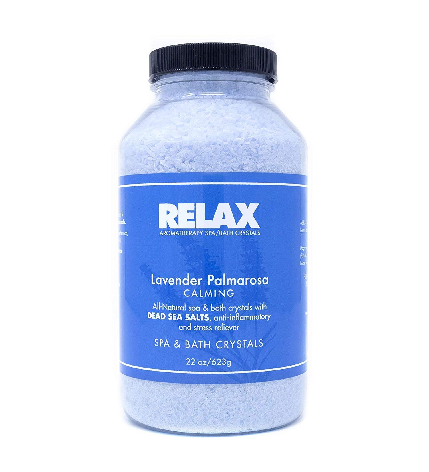 Epsom Salts Lavender Palmarosa- 22 Oz- Natural Bath Salts- Luxury Dead Sea Salts for Hot Tubs  Spas and Showers