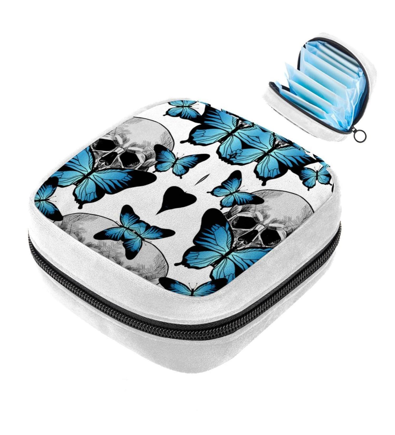 GIAPB Sanitary Napkin Storage Bag | Period Tampon Makeup Pad Pouch | Butterfly Skulls Color2165 - Buy Online on GoSupps.com