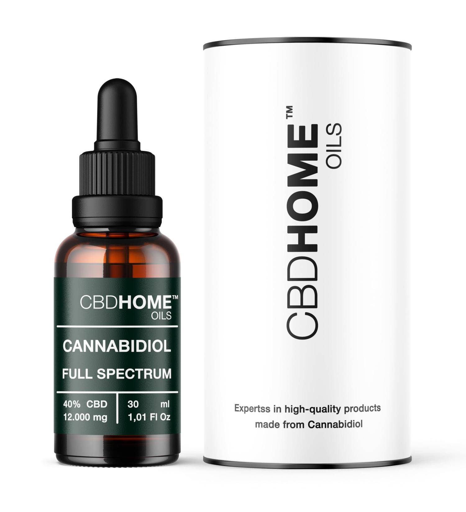 CBD HOME Oils CBD Oil 40 30 ml Full Spectrum Based on Coconut Oil MCT and Organic Hemp Seed Oil Omega 369 Certified Cannabidiol 12000 mg Made in the EU - Buy Online on GoSupps.com