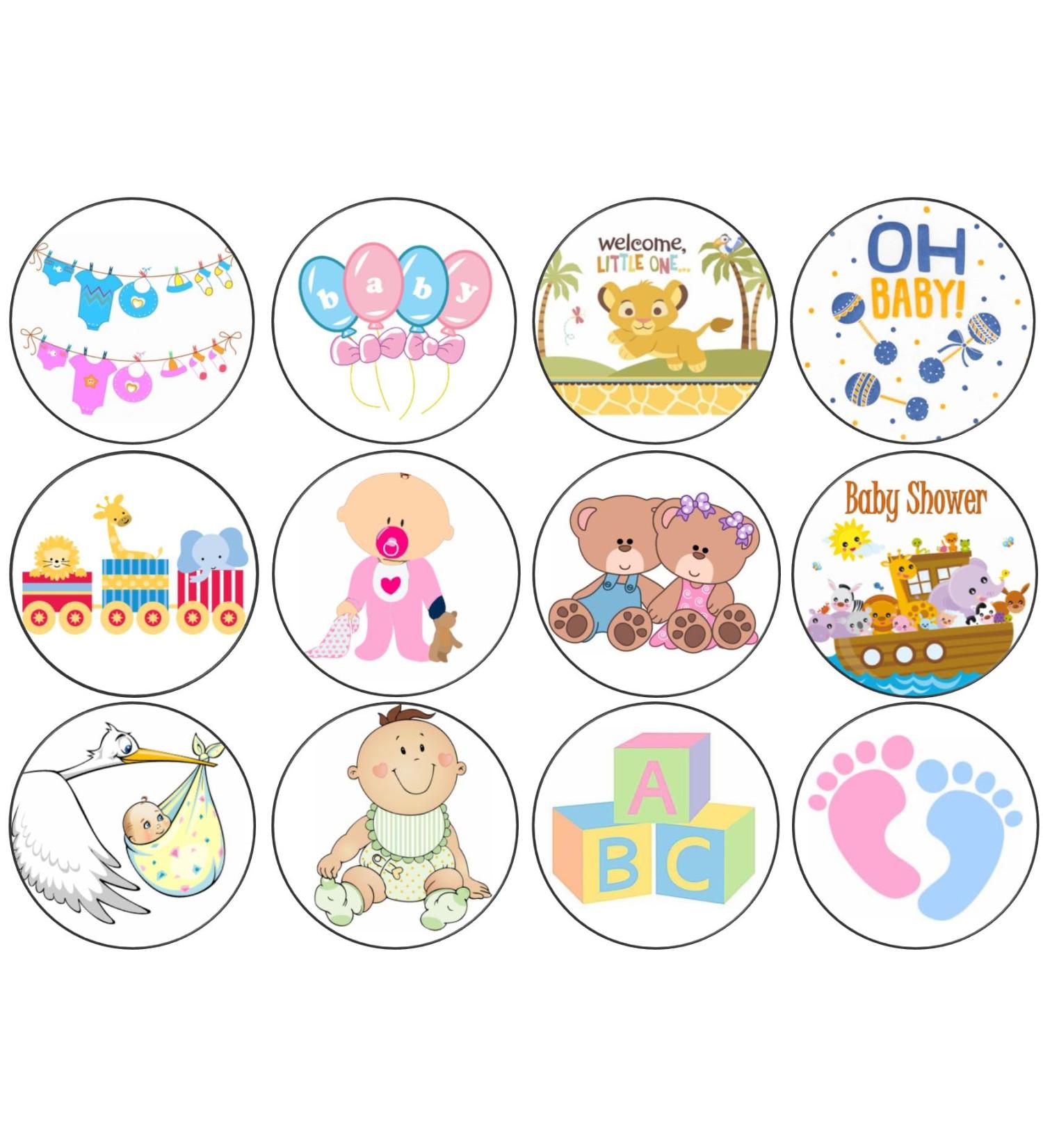 24 x Baby Shower 4.4cm Edible Wafer Card Disc Cupcake Toppers (NOT PRE Cut) - Buy Online on GoSupps.com