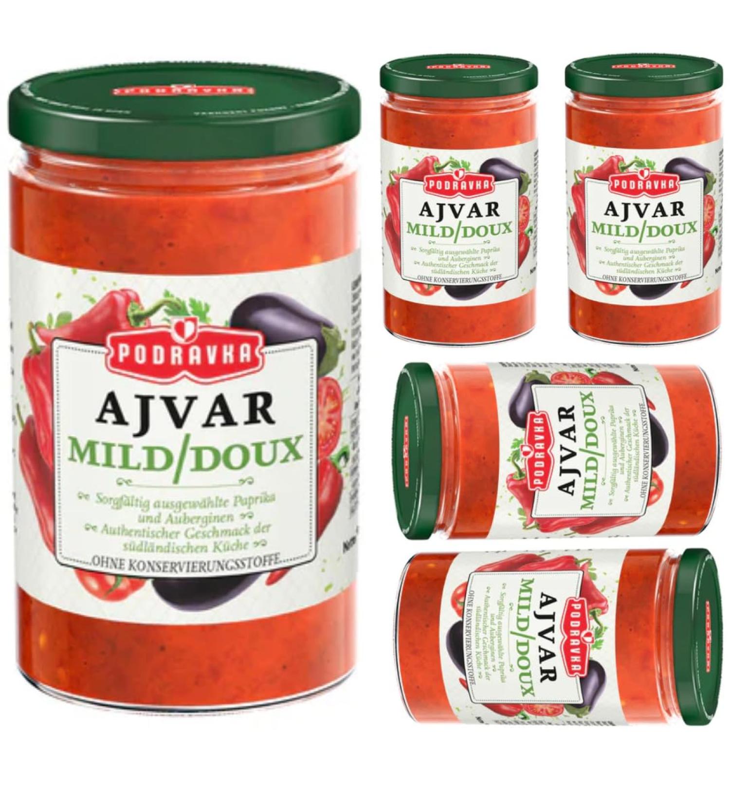 Ajvar Soft Glass Vegetable Sauces - A Delicious Traditional Side Dish for Sauce - 5 Pack - 350g - Buy Online on GoSupps.com