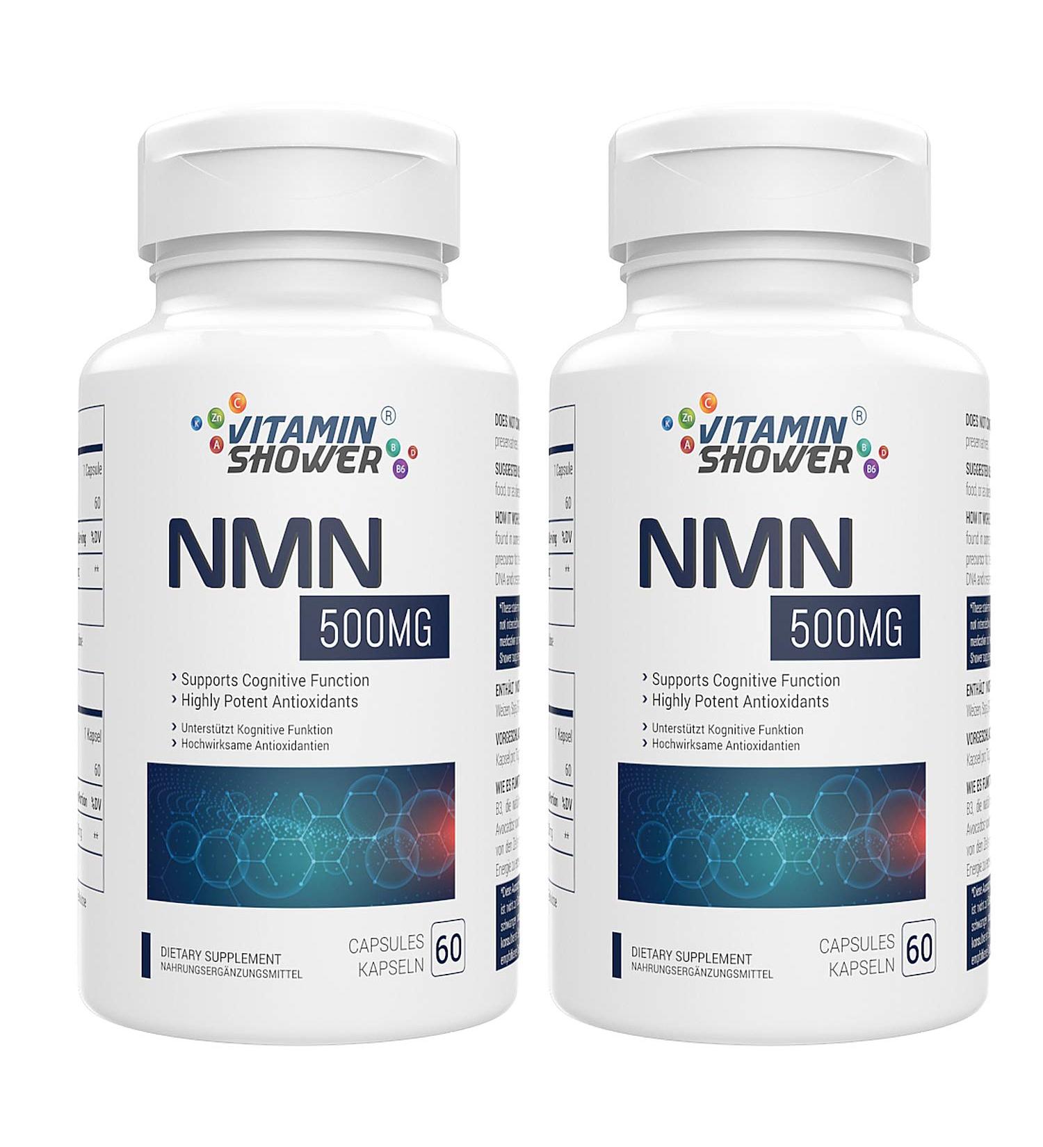Vitamin Shower NMN Supplement 500mg - Energy Metabolism Booster & Cellular Repair (2 Pack, 120 Capsules) - NAD Supplements for Muscle Health & Healthy Aging - Buy Online on GoSupps.com