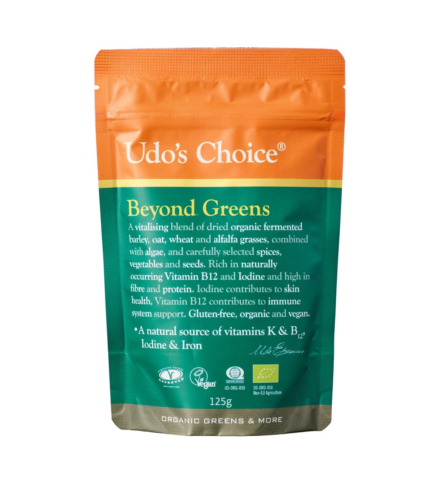 Udo's Choice Beyond Greens - Vegan Super Greens Powder with Antioxidants - 16 Servings, 125g - Buy Online on GoSupps.com