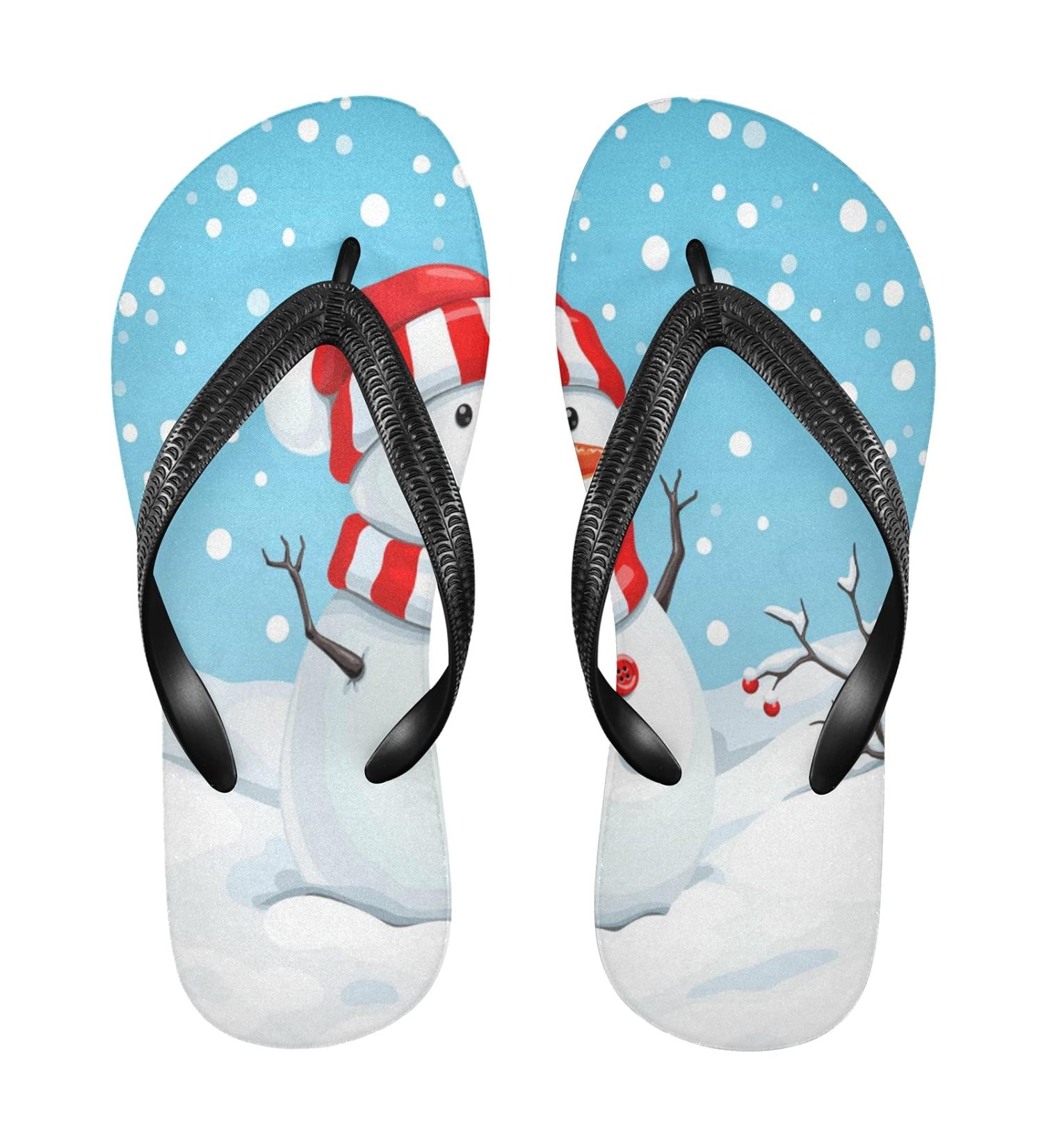 Shop Mnsruu Christmas Snowman Flip Flops - Winter Snow Design for Home Hotel & Spa | XXL Size for Men & Women - Buy Online on GoSupps.com
