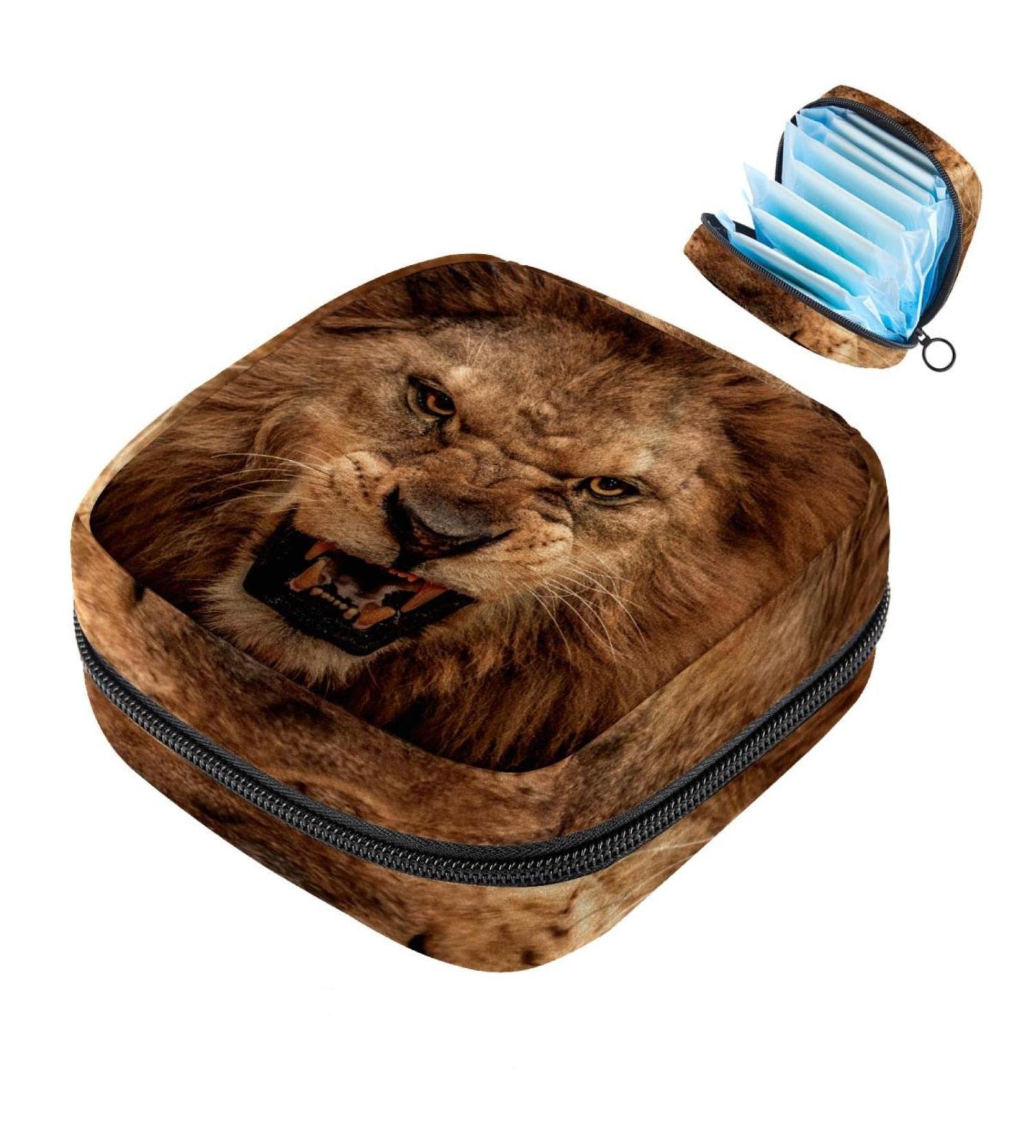 King Lion Wildlife Menstruation Pad Bag Zippered Women's Napkin & Tampon Storage | Stylish Collective Bags for Girls - Buy Online on GoSupps.com