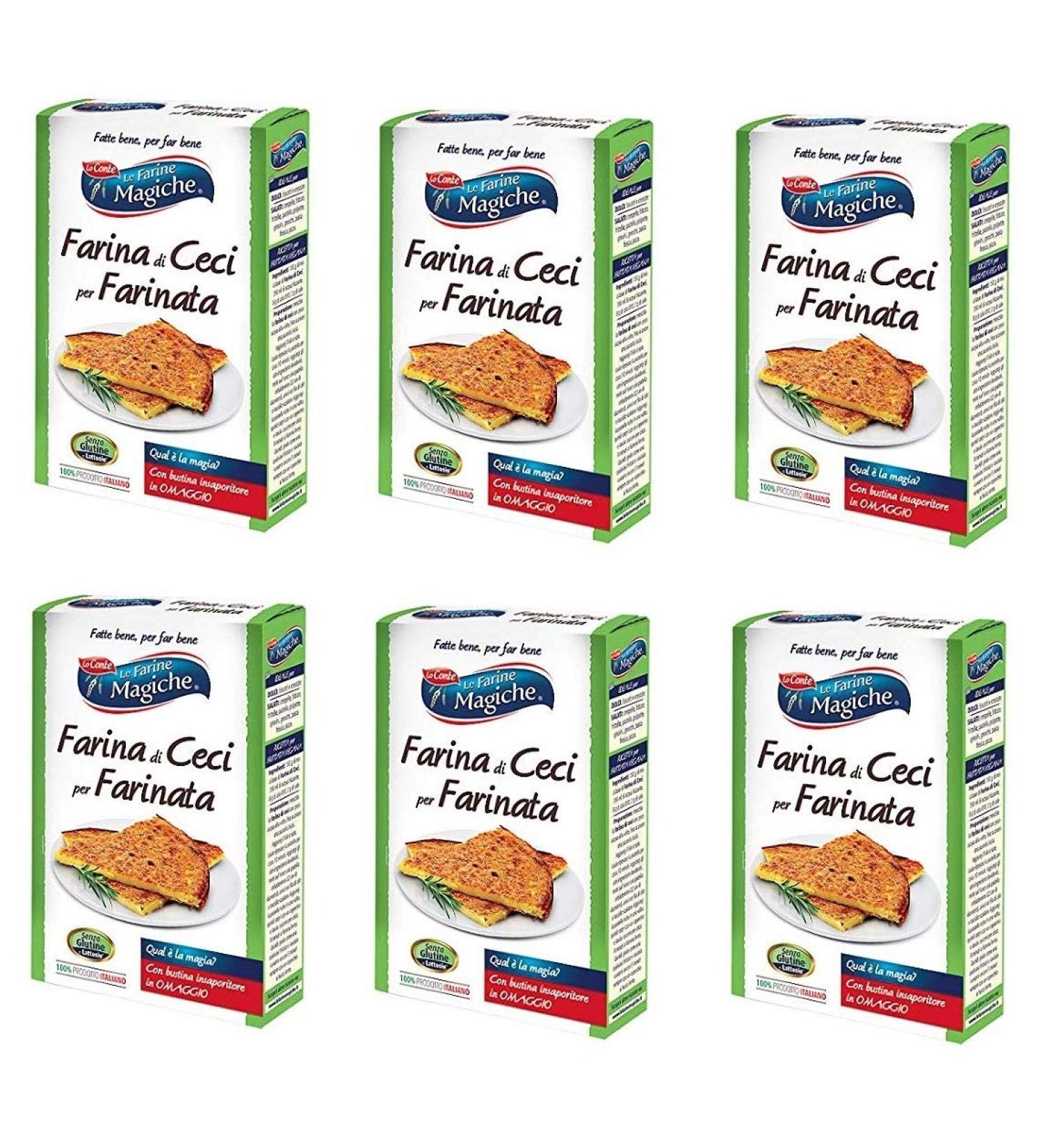 6x Lo Conte Le Farine Magiche Farina di Ceci for Farinata Chickpea Flour Gluten Free Flour Italian Chickpeas 320g