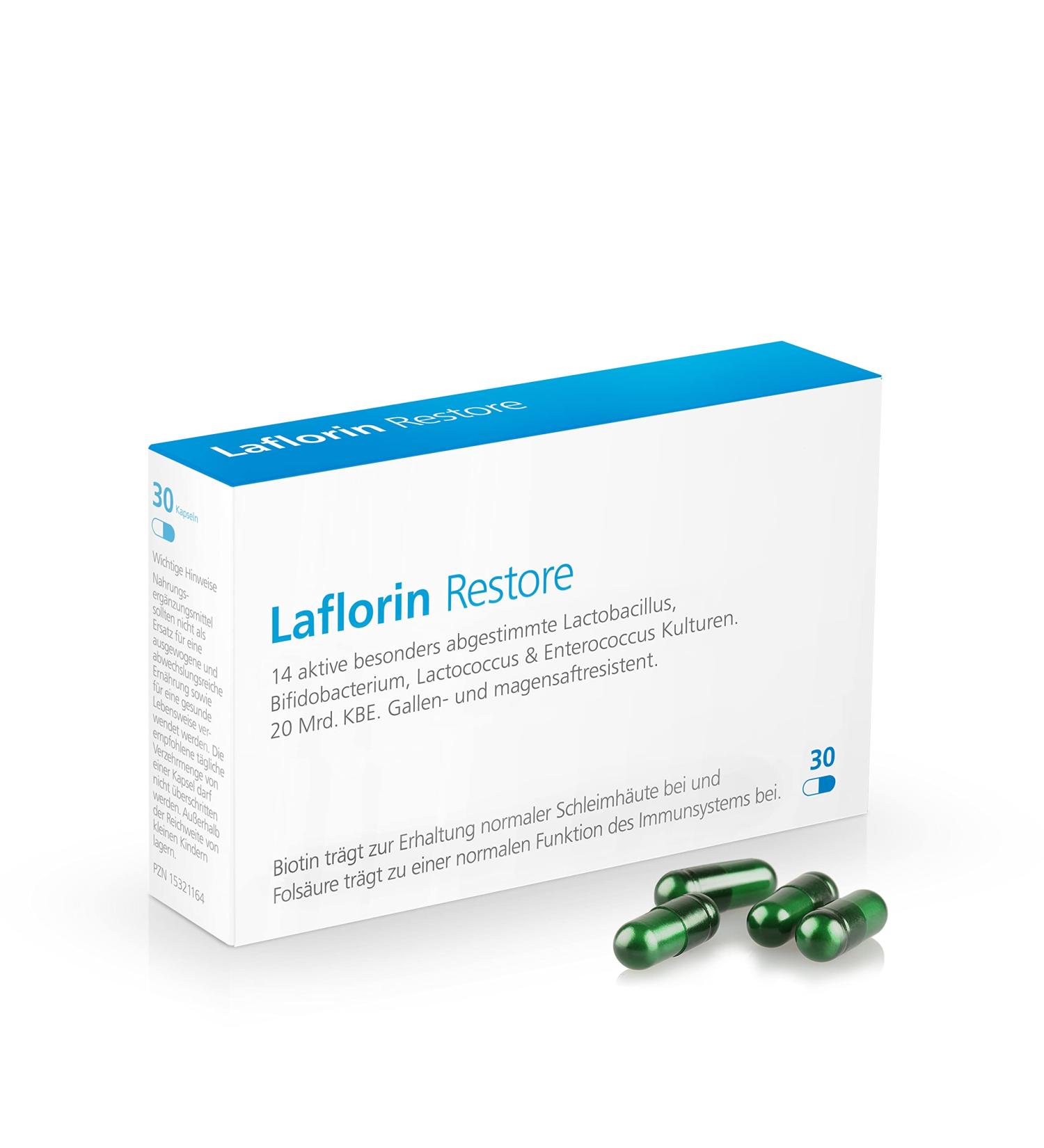 Laflorin Restore - Probiotic Intestinal Renovation with 14 Cultures | 30 Pieces - Lab-Tested Gut Health Solution - Buy Online on GoSupps.com