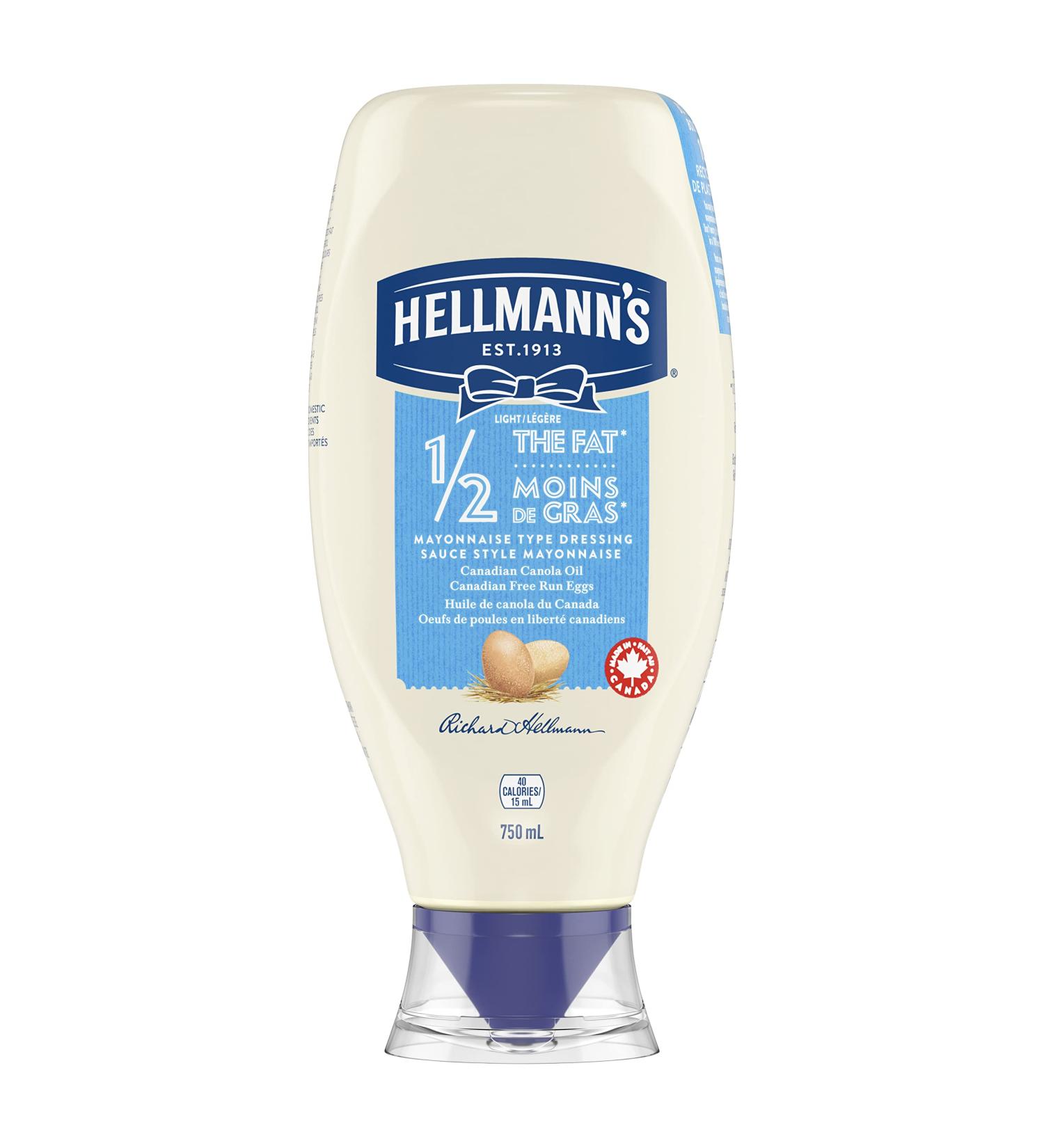 Hellmann's Mayonnaise Type Dressing condiment for fries burgers and salads Light Fat with Canadian free run eggs and canola oil 750 ml 750ml - Buy Online on GoSupps.com