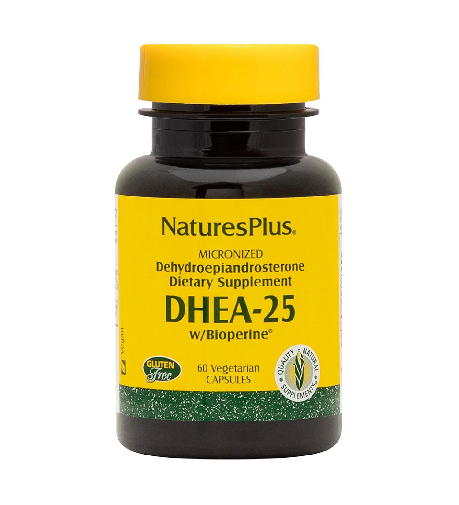 Nature's Plus DHEA-25 with Bioperine | 60 Vegetarian Capsules for Hormonal Support - Buy Online on GoSupps.com
