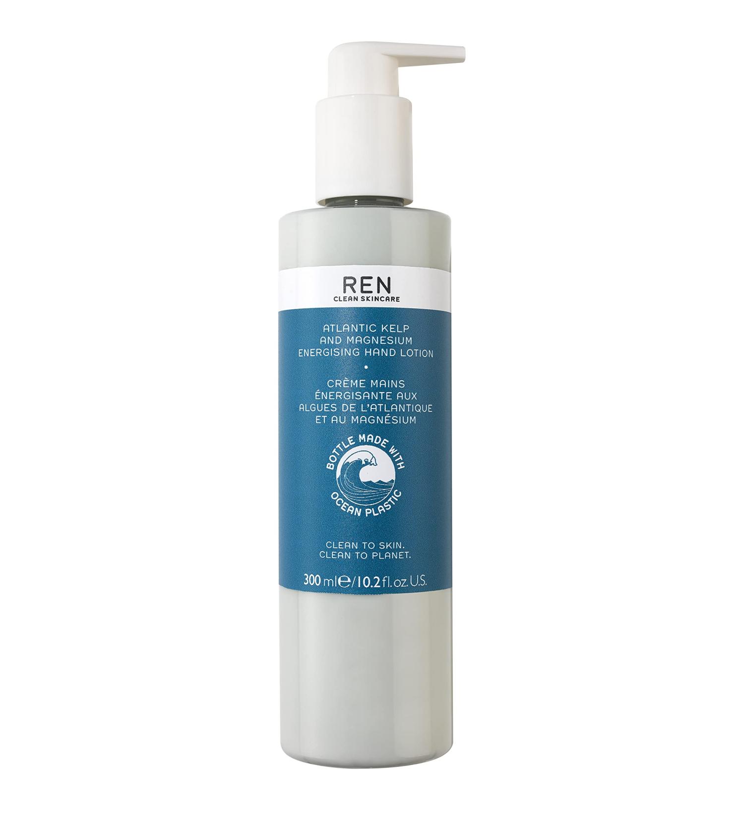 REN Clean Skincare Atlantic Kelp and Magnesium Energizing Hand Lotion 300 ml (packaging may vary) white