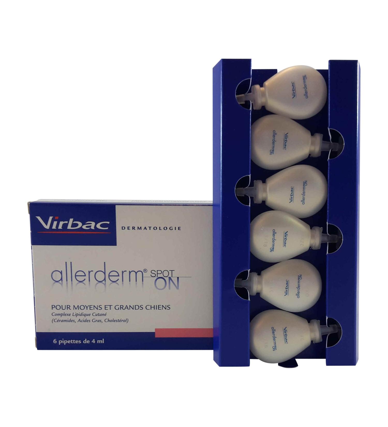 Virbac Allerderm Spot on 6 pipettes 4ml Skin care for dogs (+ 10 kg) in pipette accompanying a dermatological treatment