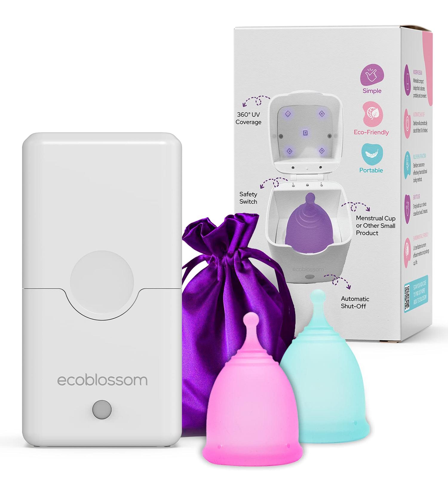 Ecoblossom Menstrual Cup Sterilizer - 2-Minute Automatic UV Cleaner for Small & Large Period Cups - Buy Online on GoSupps.com