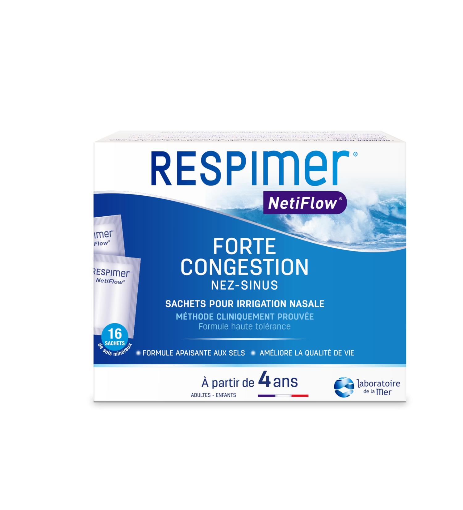 RESPIMER NetiFlow - 16 Sachets of Nasal Salt - Nasal Irrigation - Salt for Nose Washing/Nasal Rinsing - Patented Formula - Ma - Buy Online on GoSupps.com