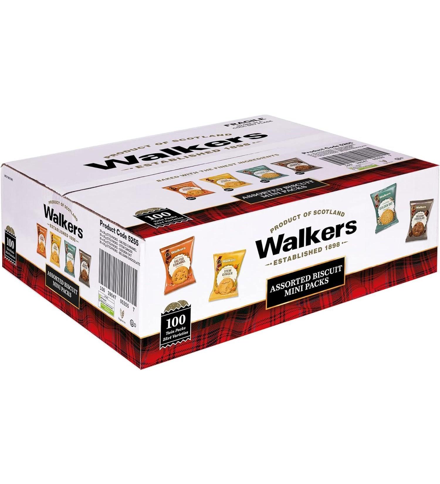 Walkers Shortbread Catering Assorted Biscuit Twin Packs Golden Oat Belgian Chocolate Salted Caramel & Stem Ginger Biscuits - Indulge in Gourmet Flavors Box 1 x 100 100 Count (Pack of 1) - Buy Online on GoSupps.com