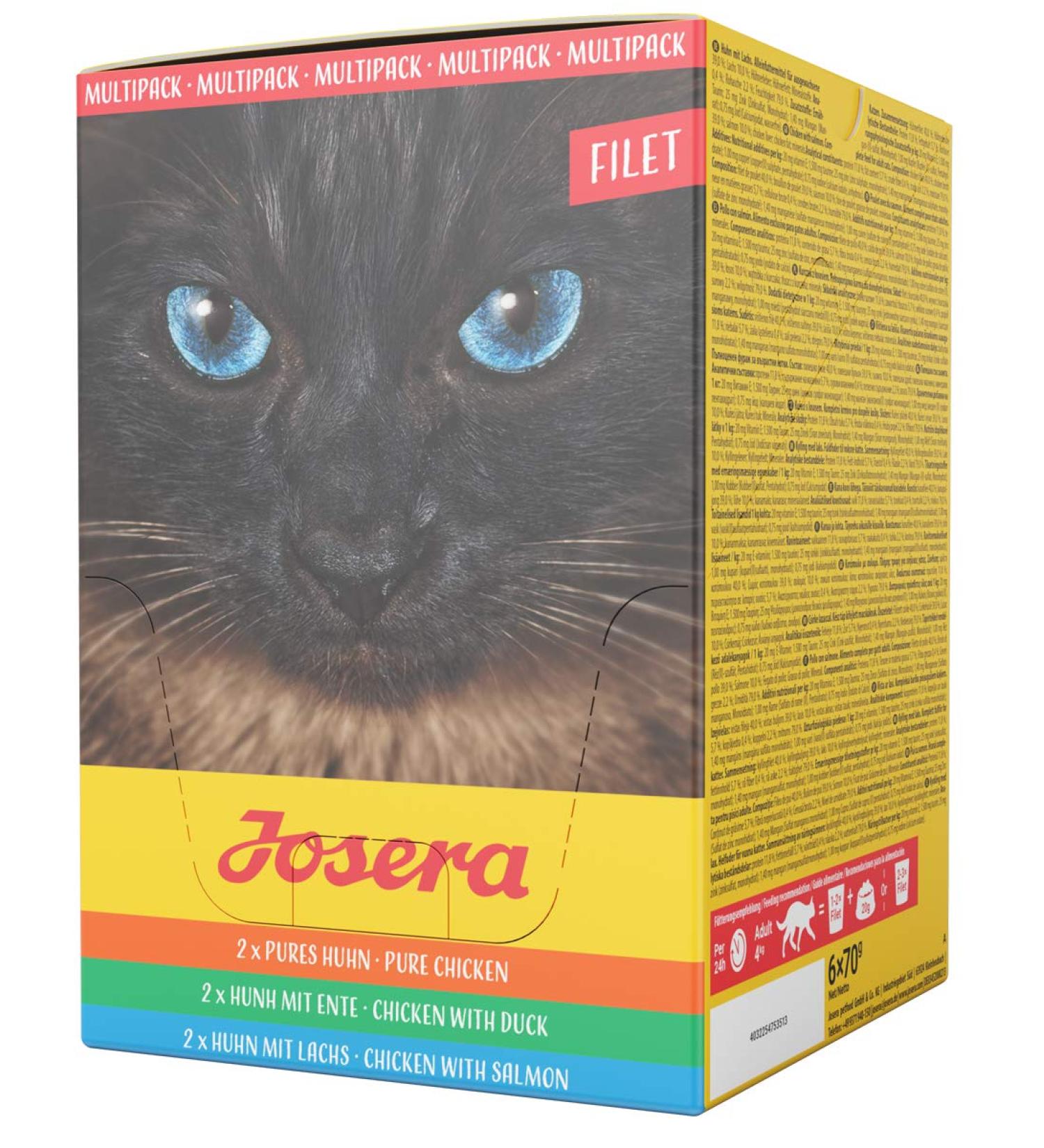 Josera Multipack Filet (6 x 70g) | Cereal-Free Super Premium Wet Cat Food | Pure Chicken Chicken with Duck & Salmon - Ideal for Adult Cats - Buy Online on GoSupps.com