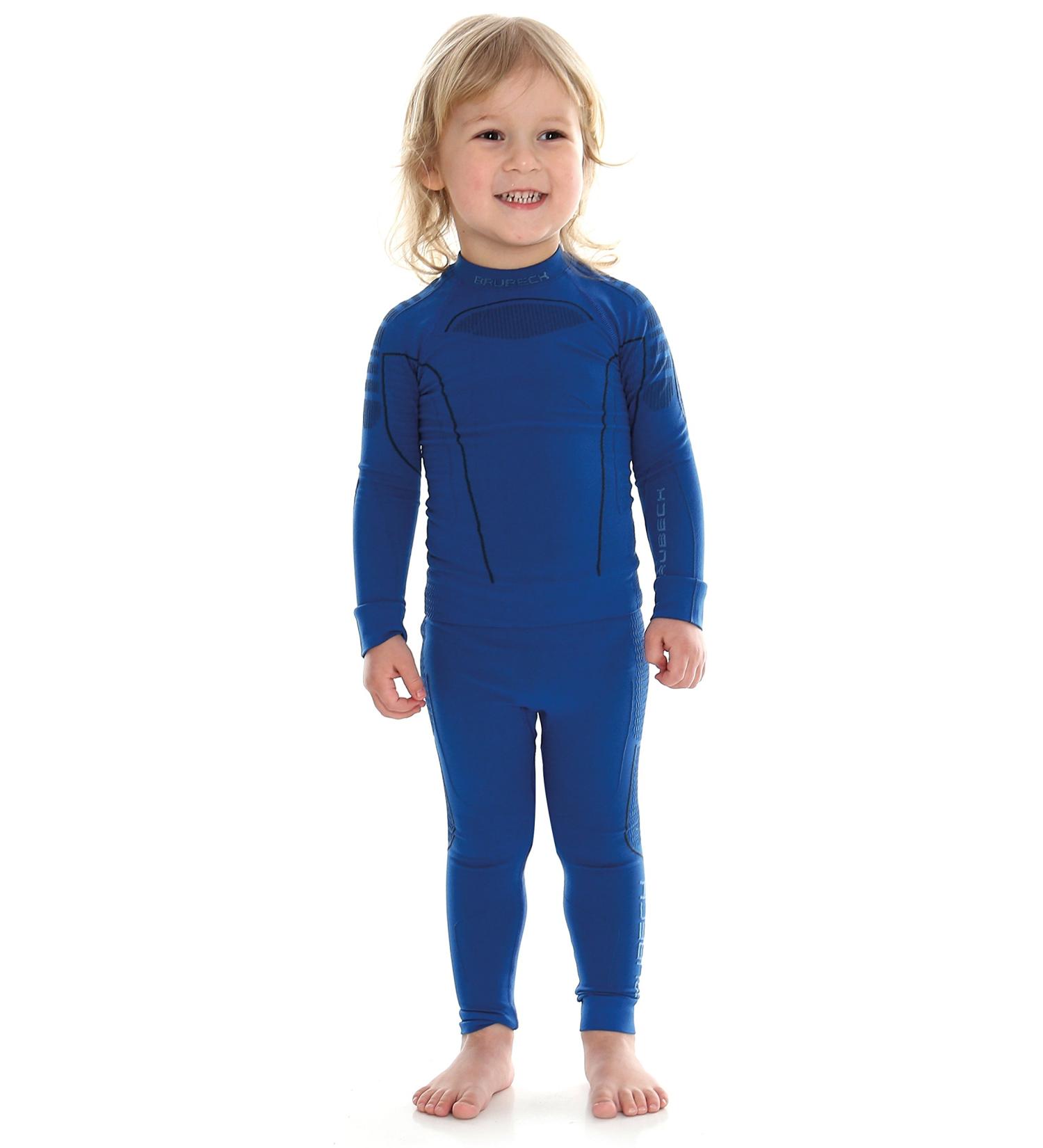 Brubeck Kids Thermo Set | Seamless High-Quality Sports Laundry Shirt & Pants | Easy Care Thermal Wear 116-122 Boy - Deep Blue - Buy Online on GoSupps.com
