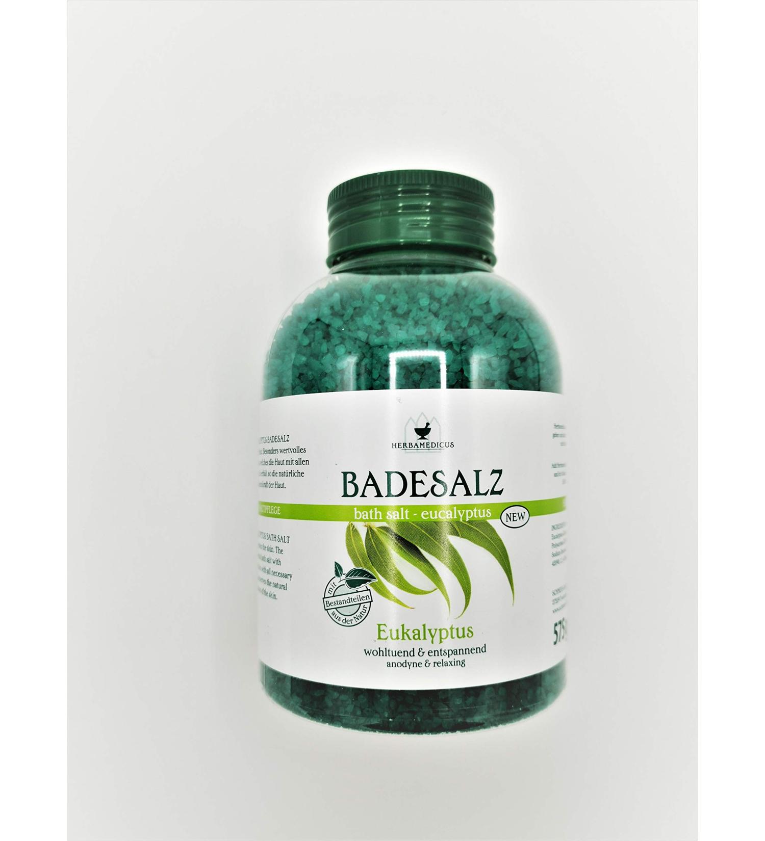 Herbamedicus Eucalyptus Swimming Salt 575g - Natural Relaxation & Muscle Relief | International Shipping Available - Buy Online on GoSupps.com